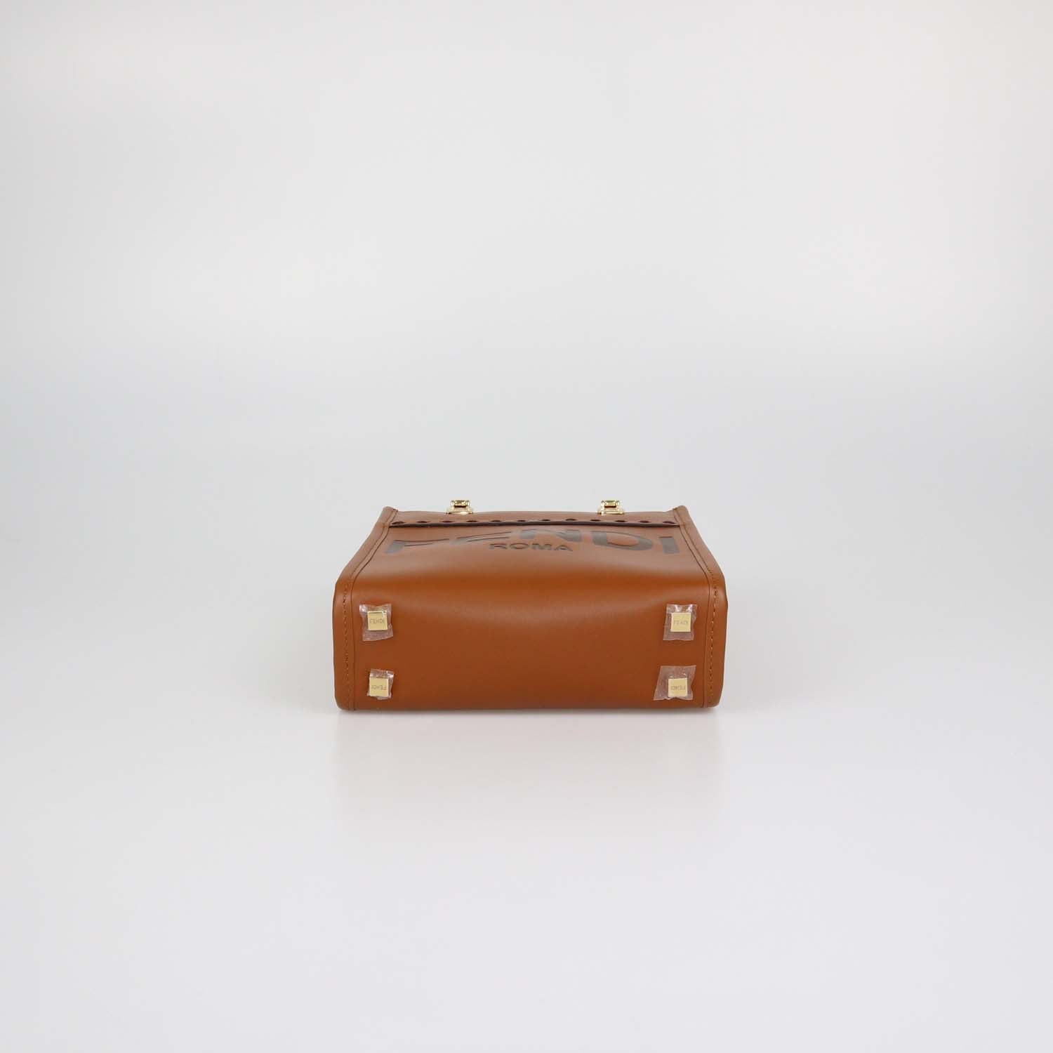 Fendi Brown Leather Mini Sunshine Shopper Tote