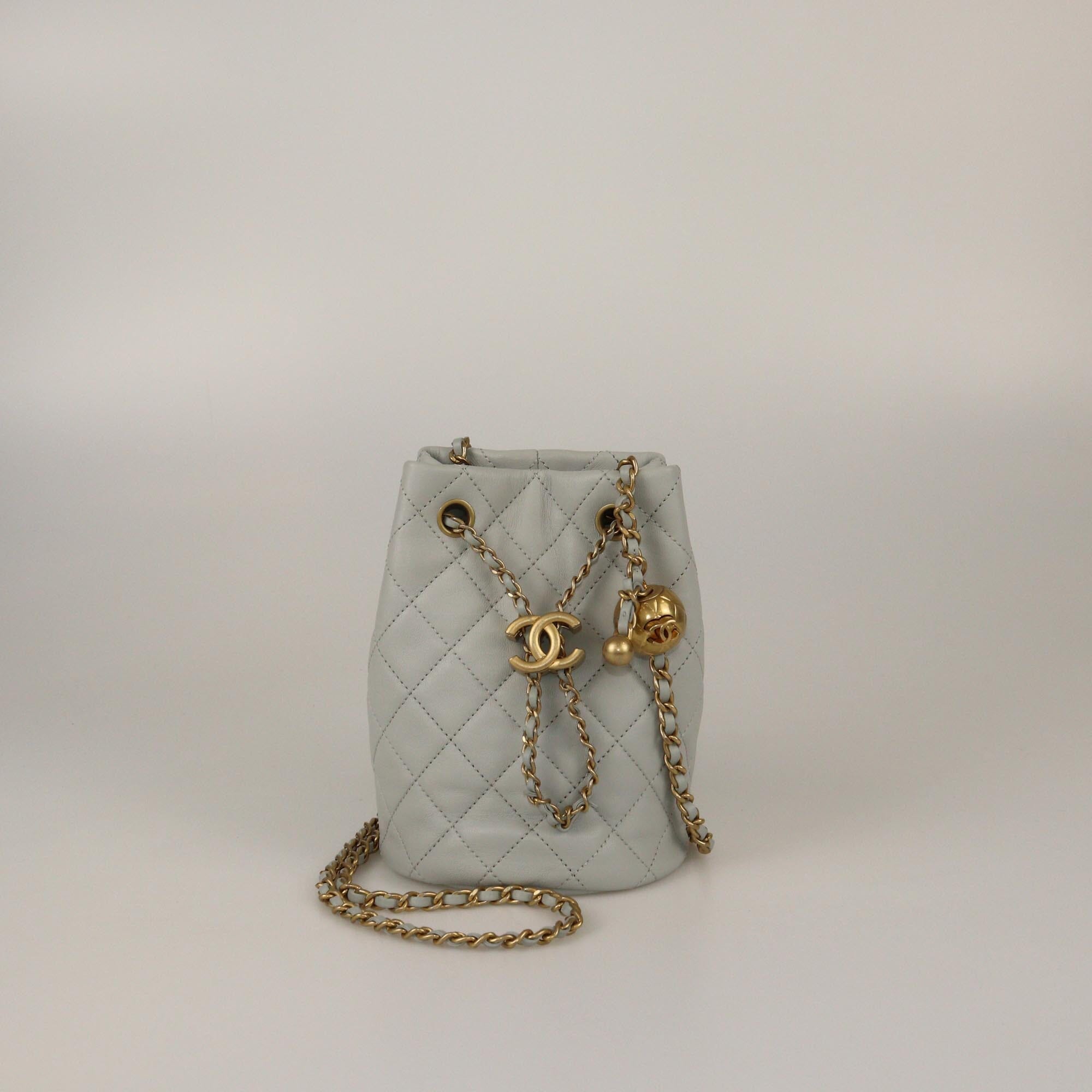 Chanel Mint Green Quilted Pearl Crush Drawstring Bucket Bag Womens Chanel 