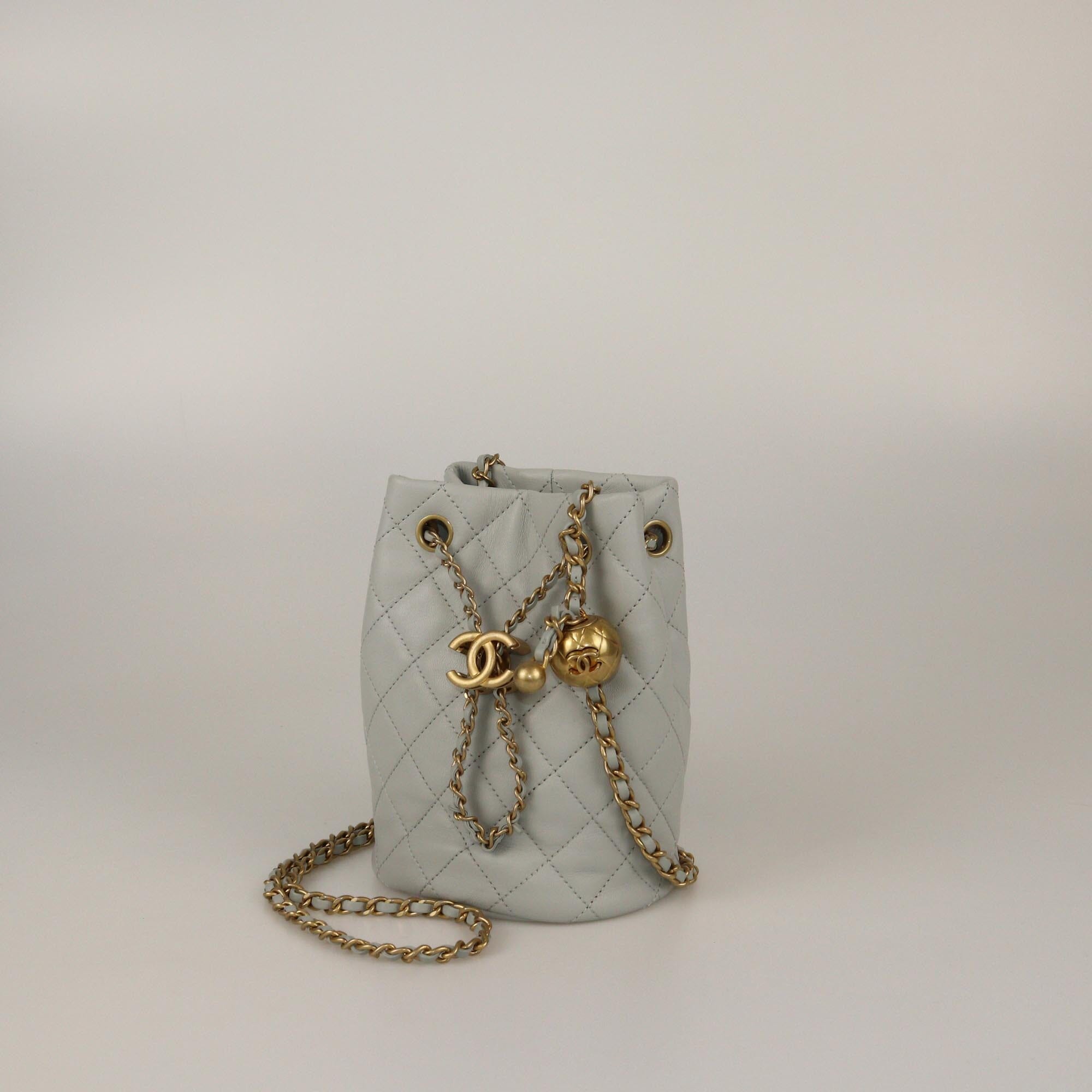 Chanel Mint Green Quilted Pearl Crush Drawstring Bucket Bag Womens Chanel 