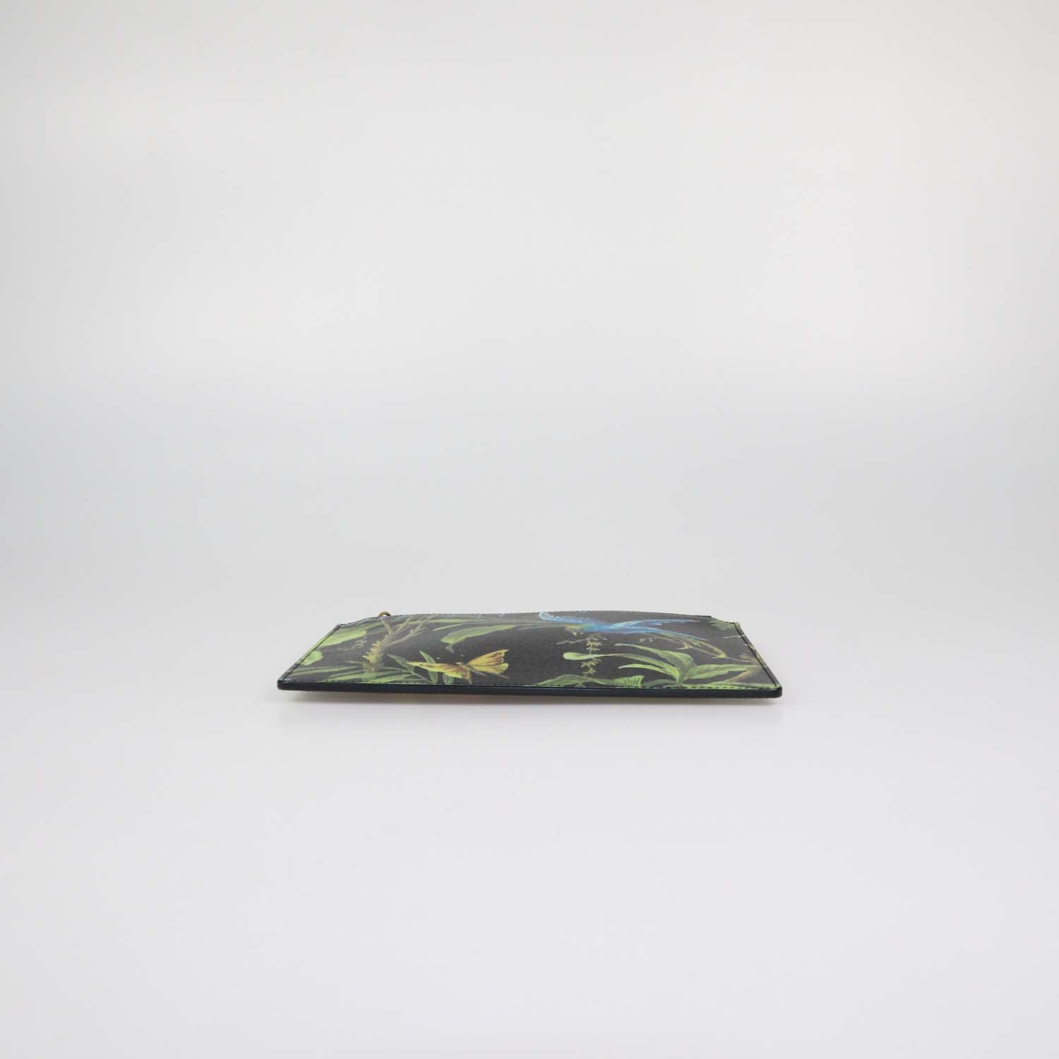 Gucci Black Multicolor Tropical Print Zip Pouch