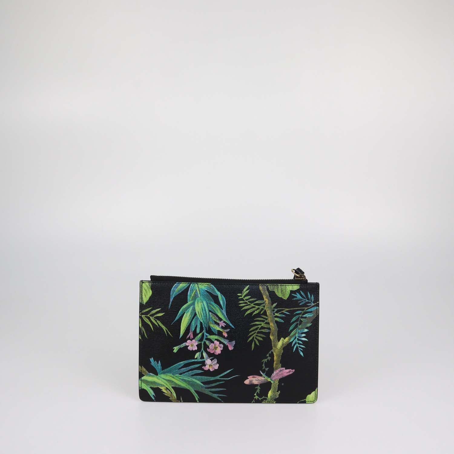Gucci Black Multicolor Tropical Print Zip Pouch