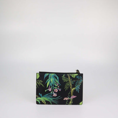 Gucci Black Multicolor Tropical Print Zip Pouch