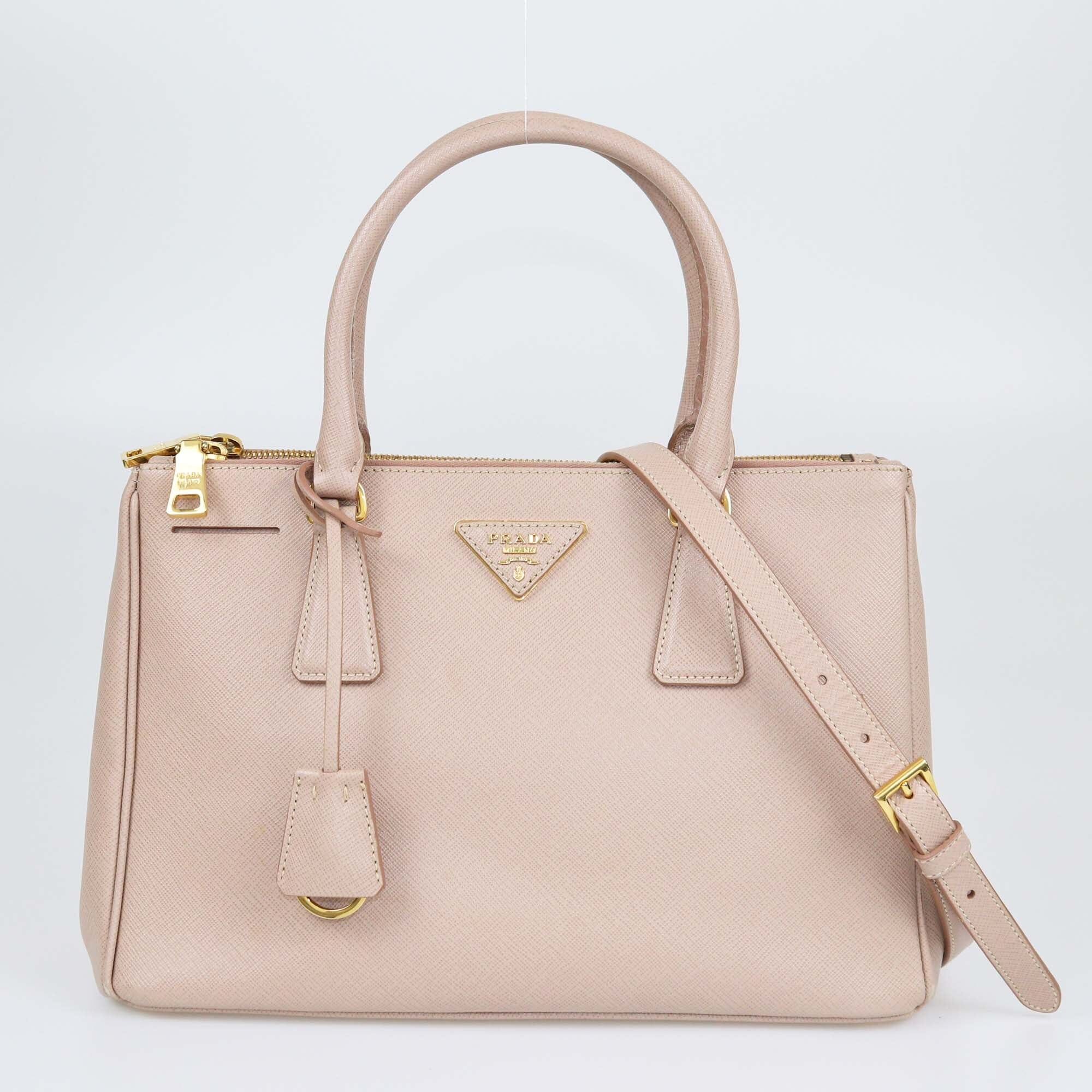 Prada Beige Saffiano Lux Old Medium Galleria Tote Womens Prada 