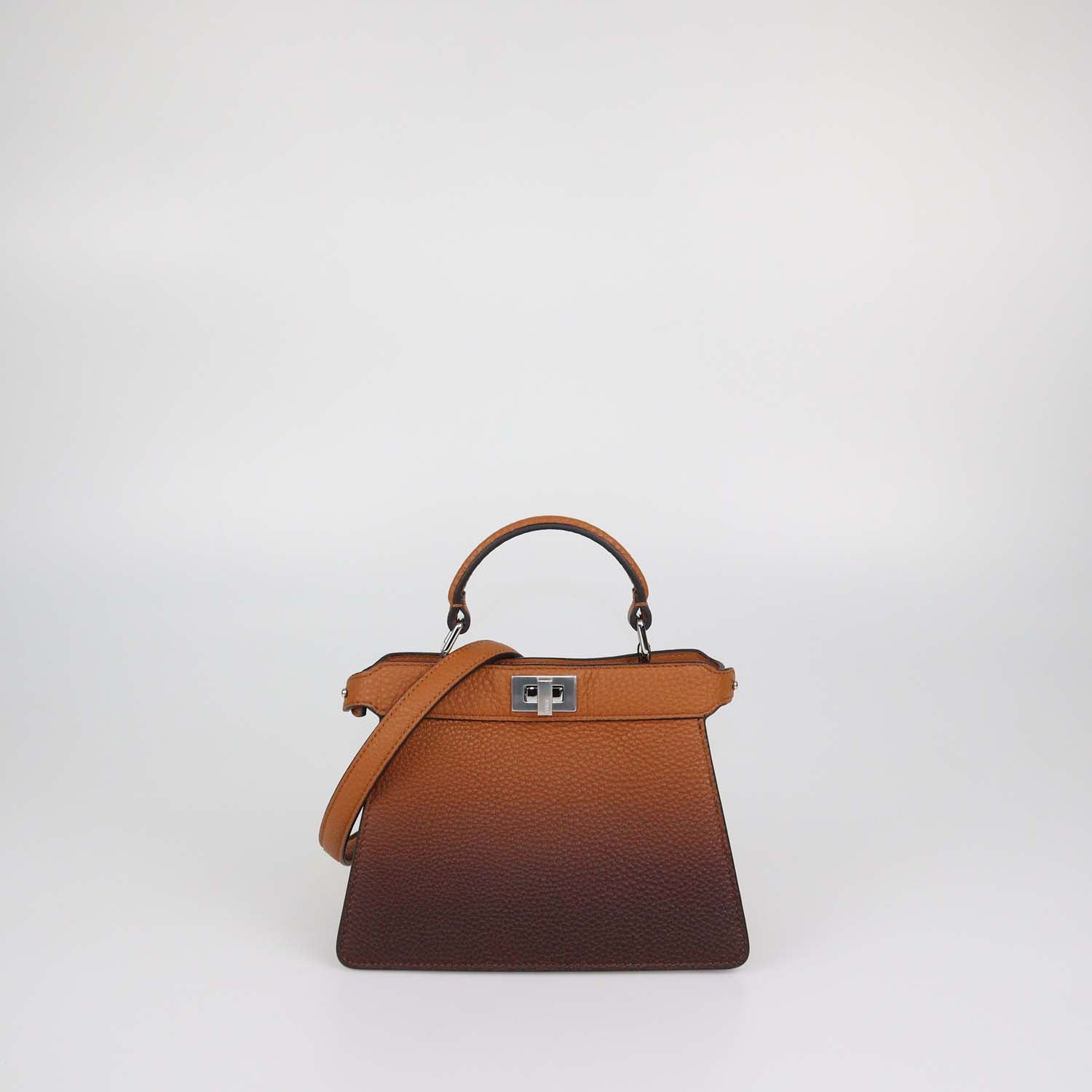 Fendi Brown Ombre Leather Petite Peekaboo ISeeU Top Handle Bag