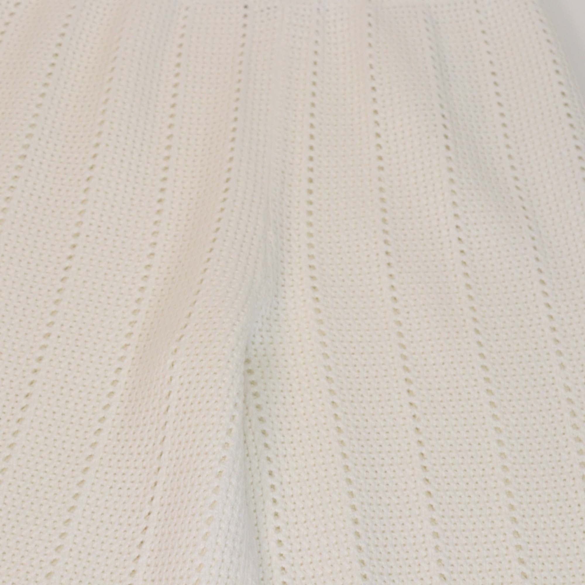 Maje White Cotton Elastic Waist Crochet Wide Leg Trousers