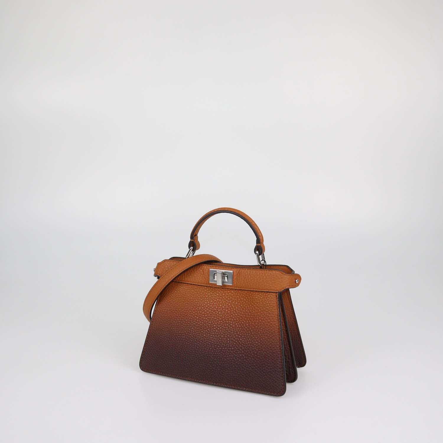 Fendi Brown Ombre Leather Petite Peekaboo ISeeU Top Handle Bag