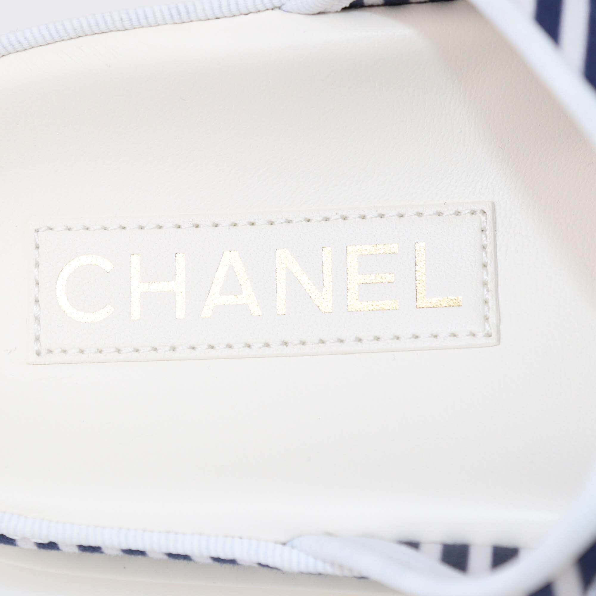 Chanel Blue/White Dad Flat Sandals Womens Chanel 