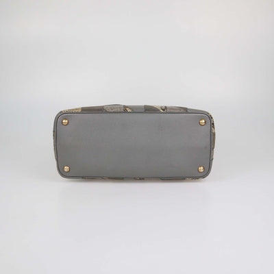 Prada Grey Exotic Skin and Leather Patchwork Double Handle Tote
