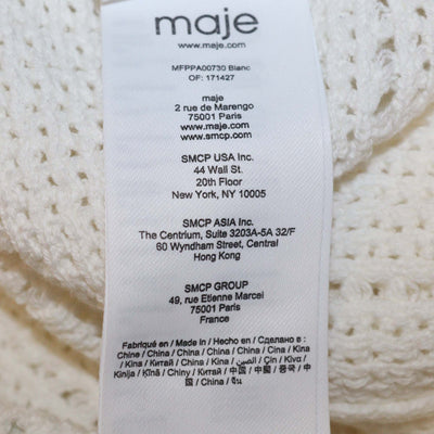 Maje White Cotton Elastic Waist Crochet Wide Leg Trousers