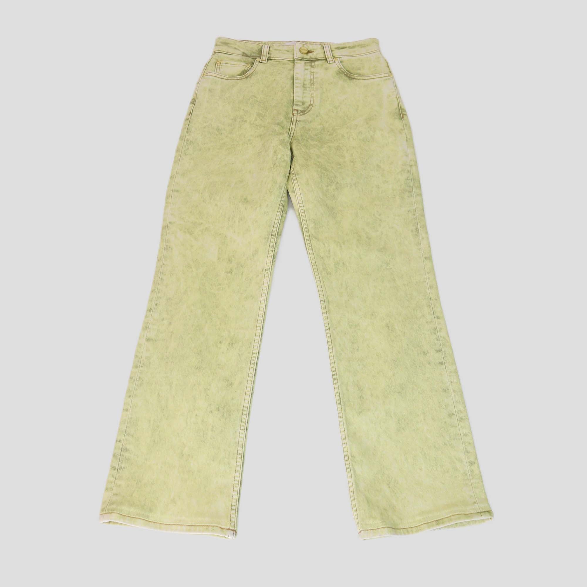 Ganni Yellow Bleached Denim Straight Cut Jeans