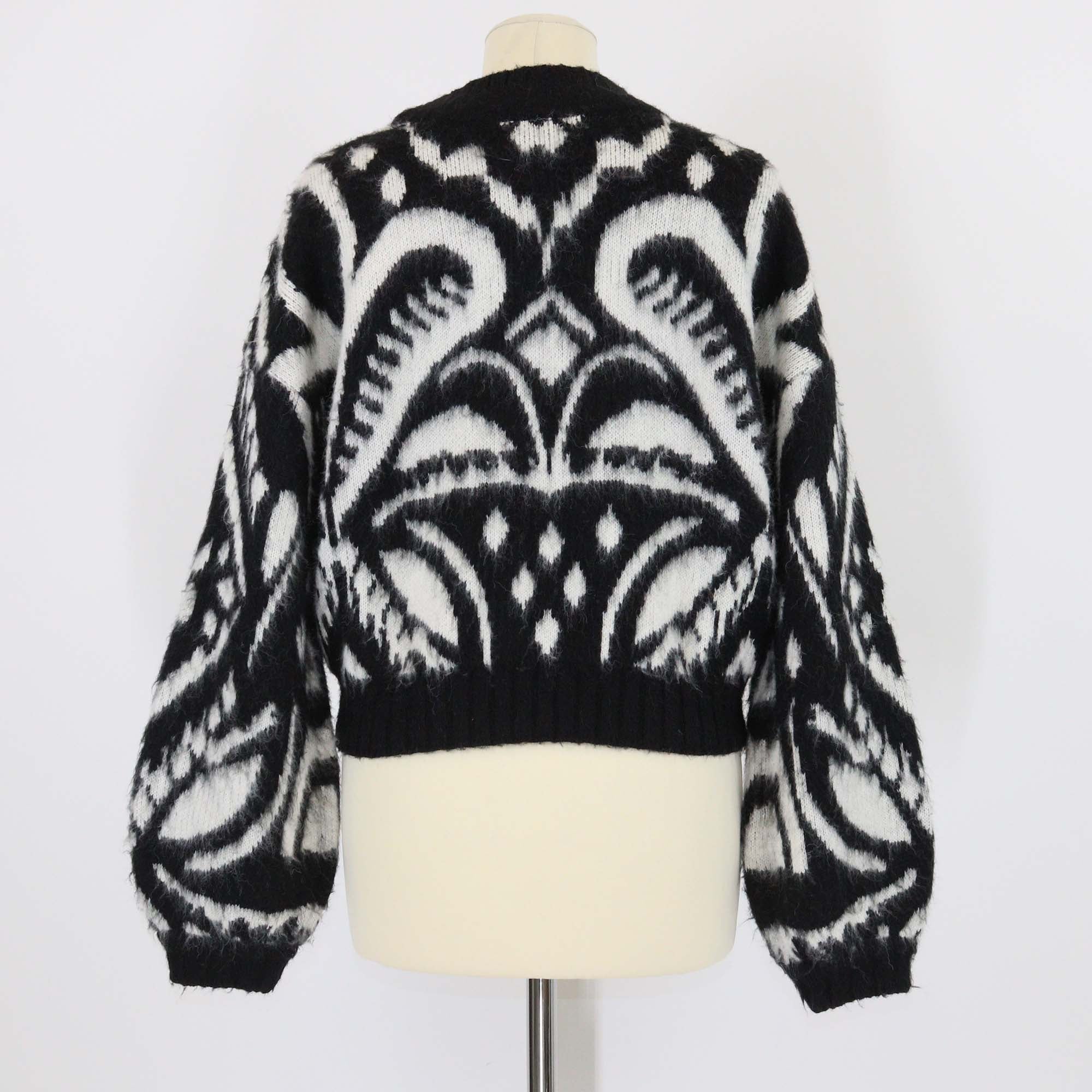 Farm Rio Black/White Pineapple Lkat Jacquard Knit Sweater