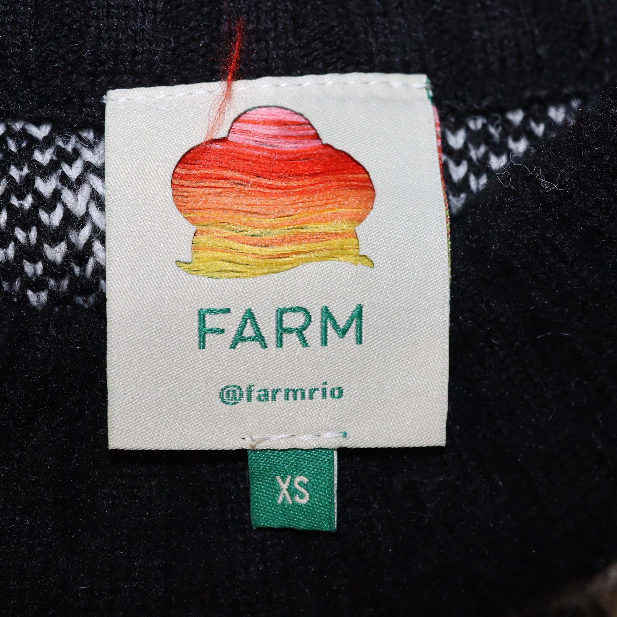 Farm Rio Black/White Pineapple Lkat Jacquard Knit Sweater