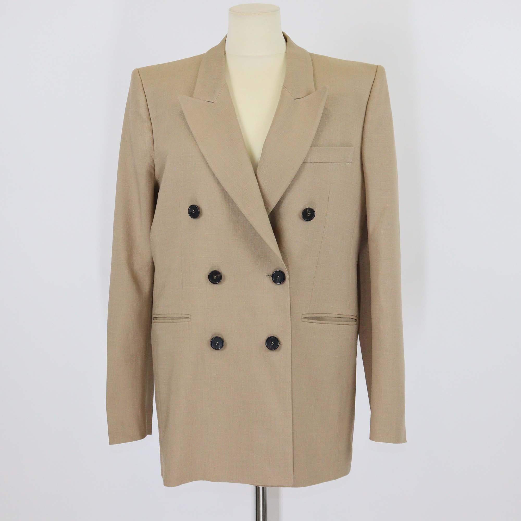 MSGM Milano Beige Viscose Double Breasted Blazer