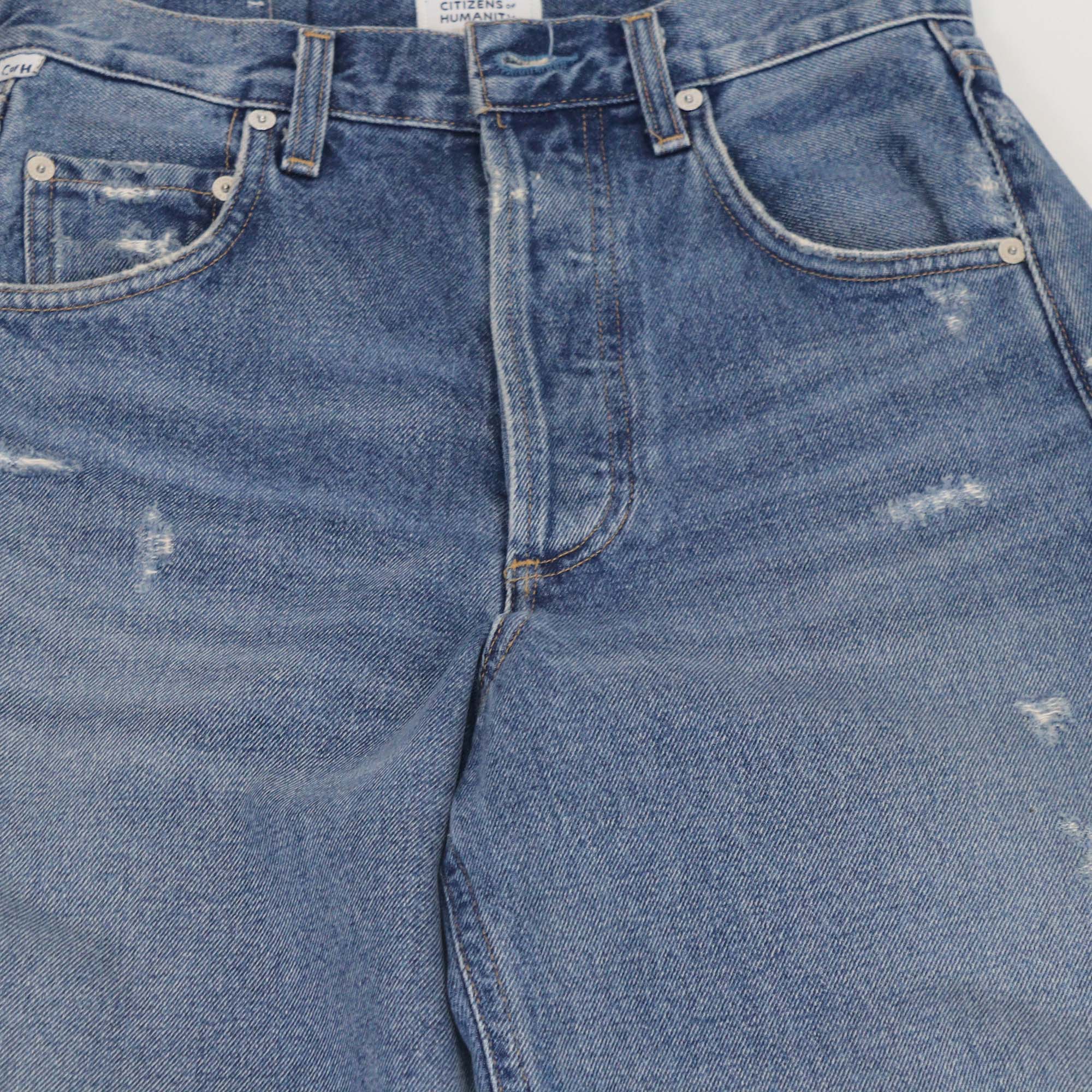 Citizens of Humanity Blue Denim Horseshoe High Rise Wide Leg Pants