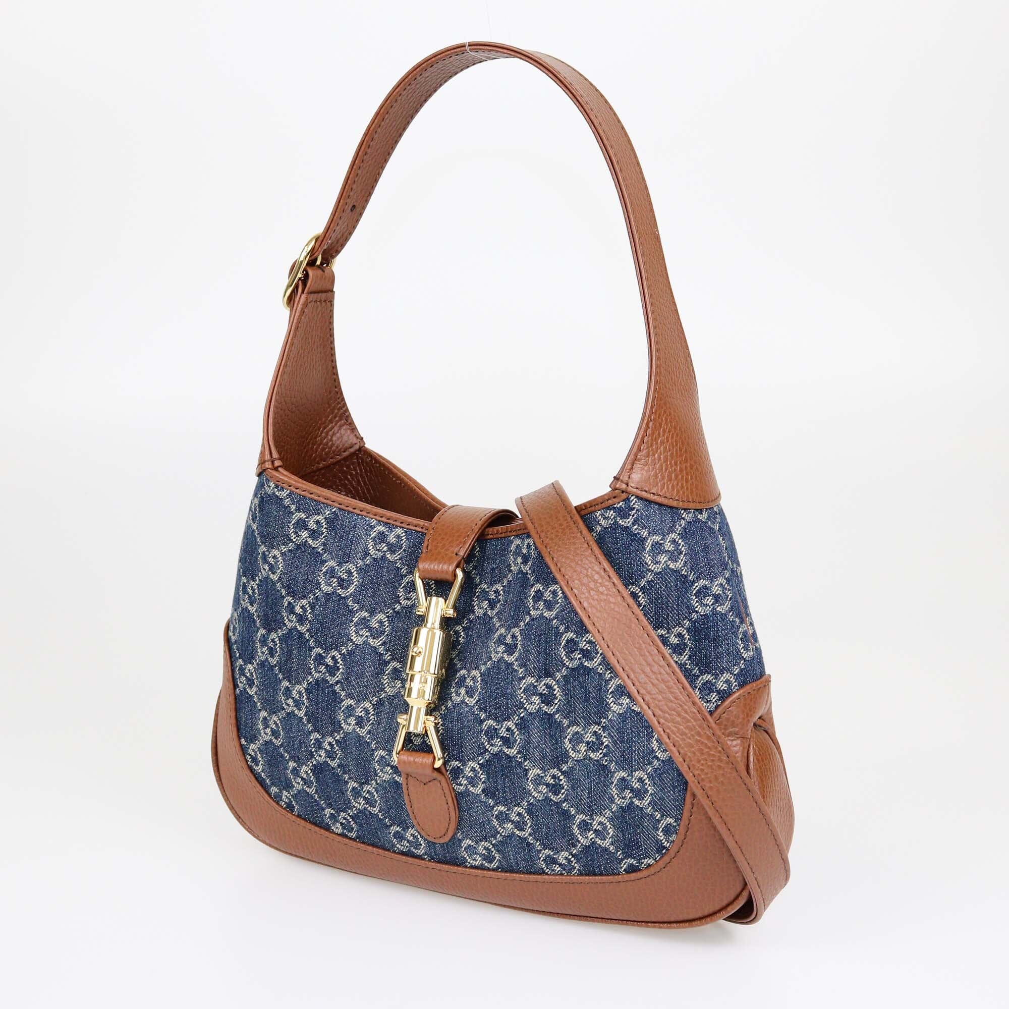 Gucci Brown/Blue GG Denim Small Jackie 1961 Shoulder Bag Womens Gucci 