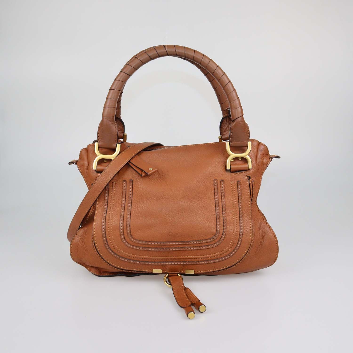 Chloe Brown Leather Medium Marcie Shoulder Bag