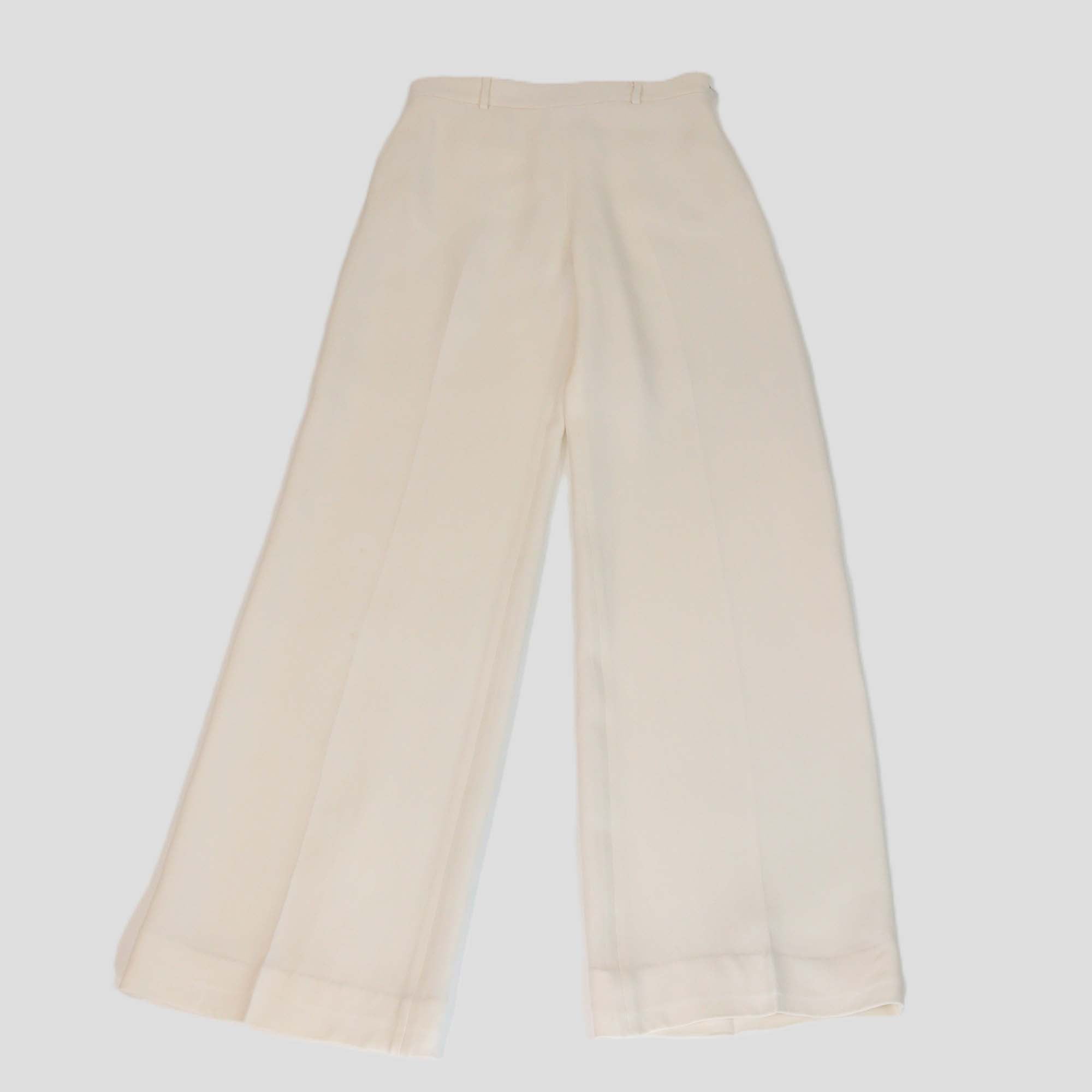 Valentino Cream Silk Wide Leg Cady Pants