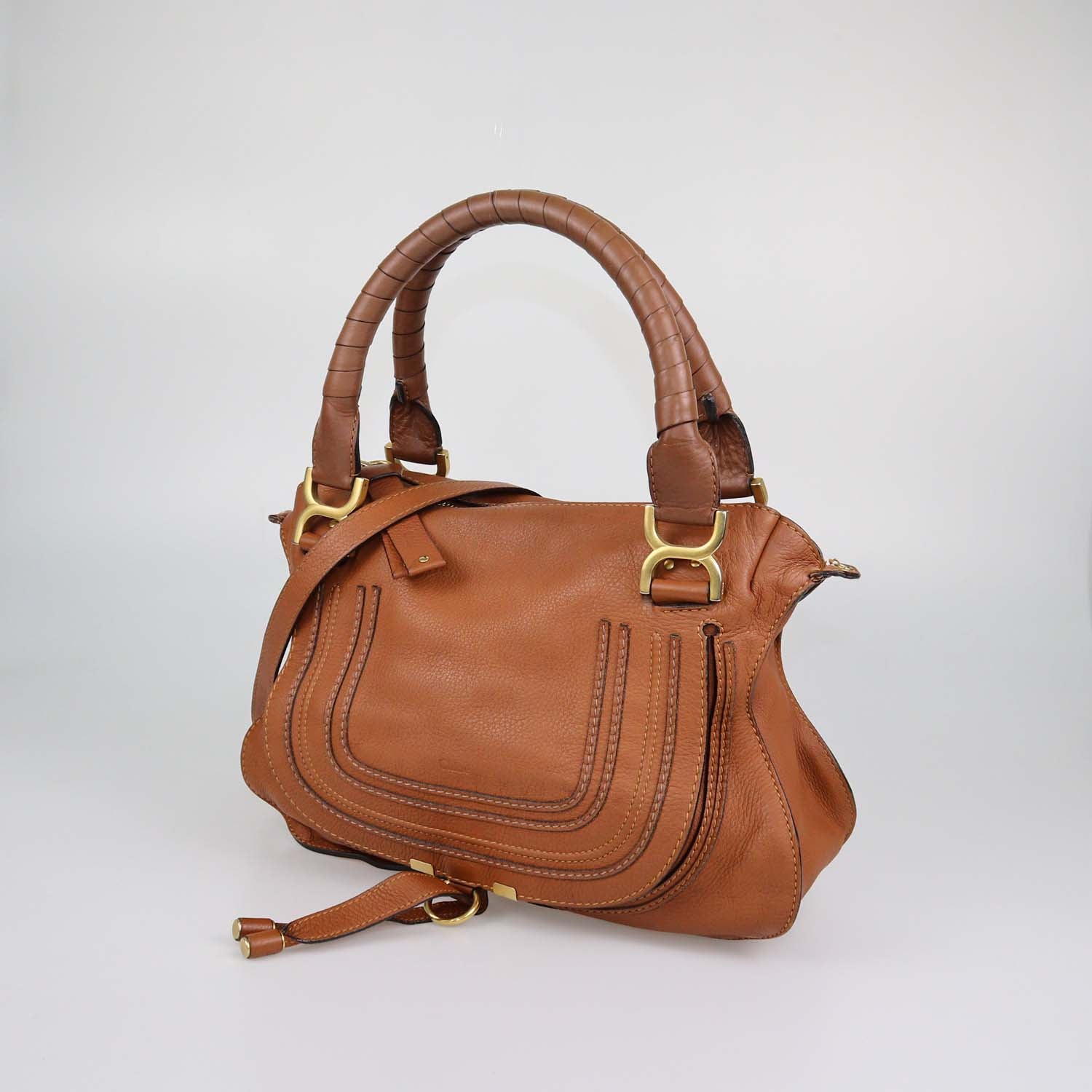 Chloe Brown Leather Medium Marcie Shoulder Bag