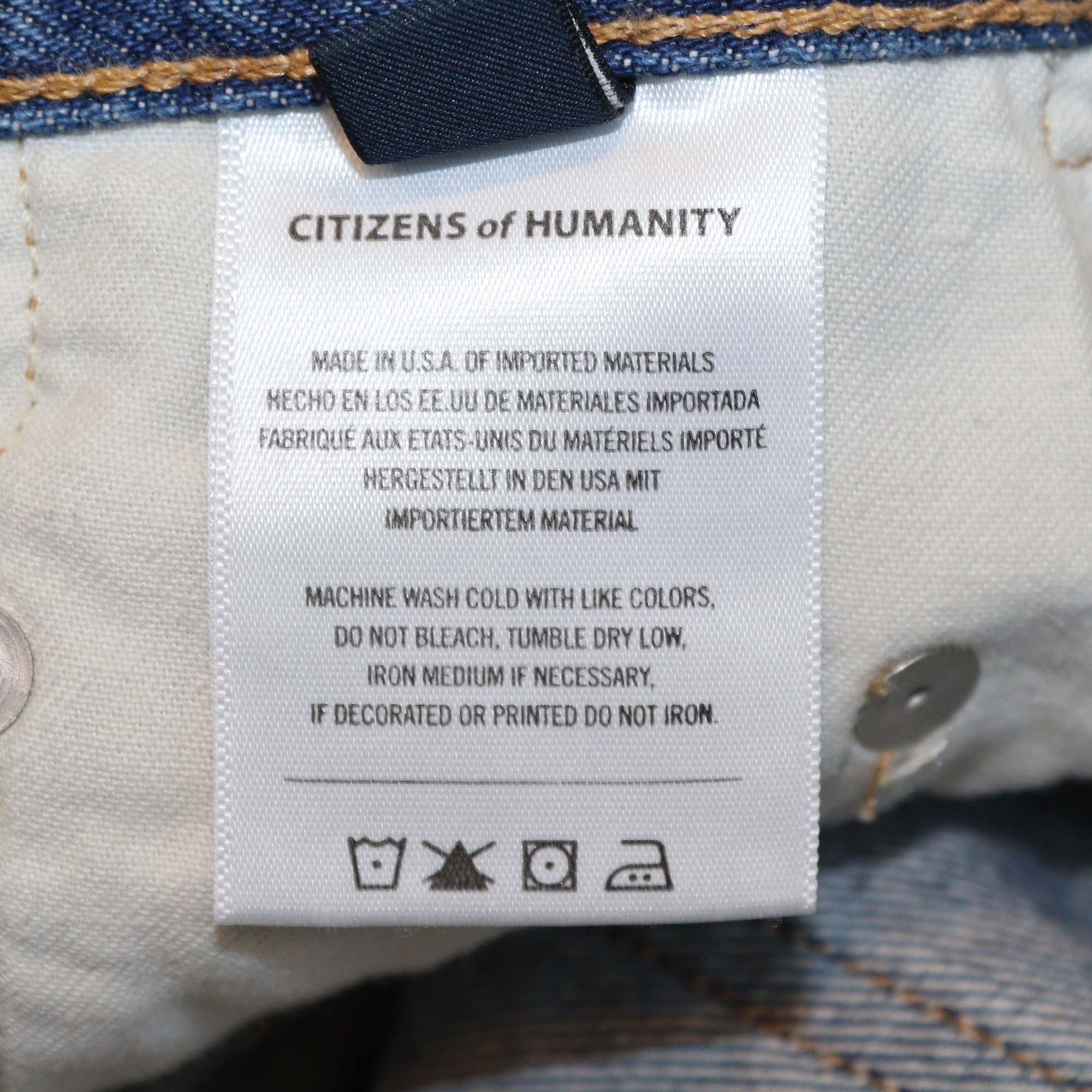 Citizens of Humanity Blue Denim Horseshoe High Rise Wide Leg Pants
