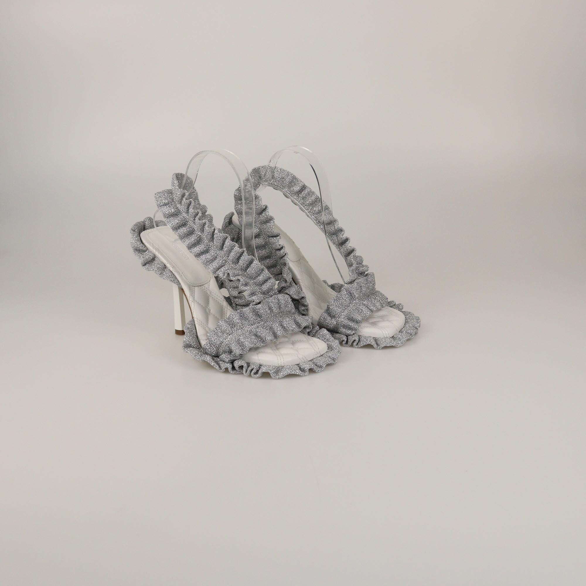 Burberry Silver Ruff Slingback Sandals Womens Burberry 