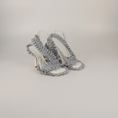 Burberry Silver Ruff Slingback Sandals Womens Burberry 