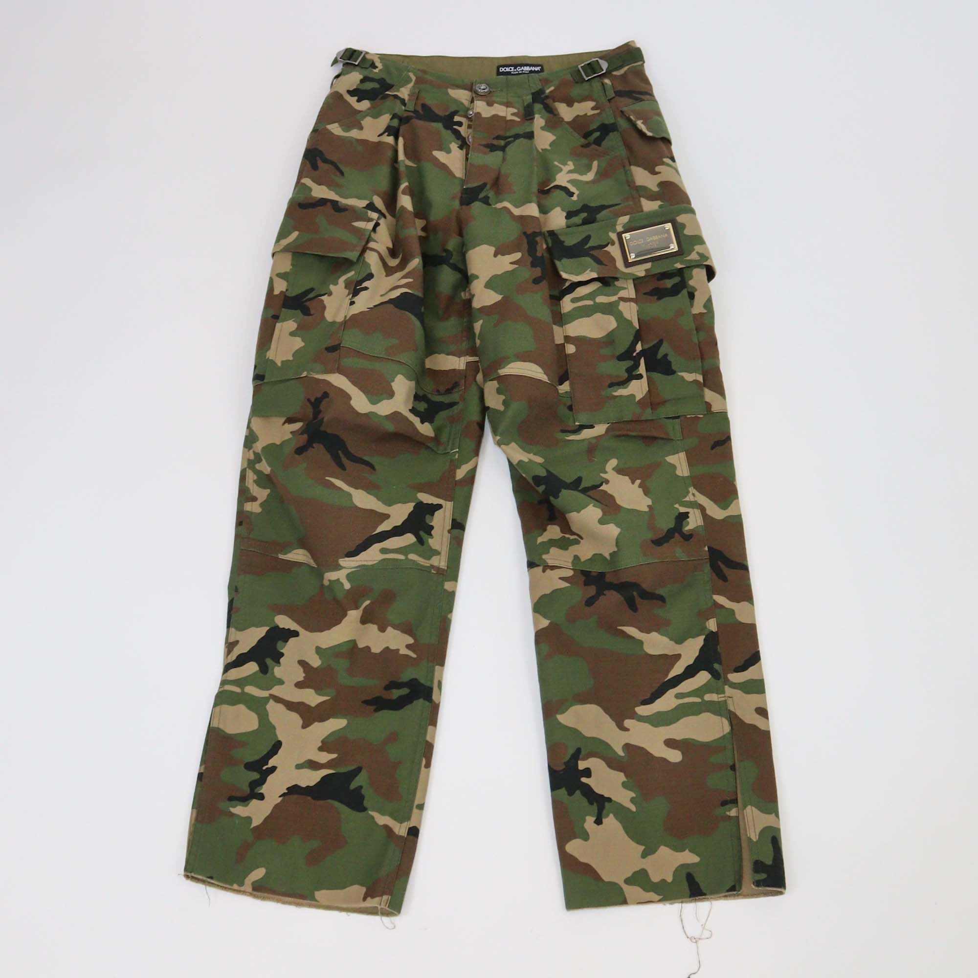 Dolce & Gabbana Green Cotton Camouflage Cargo Pants