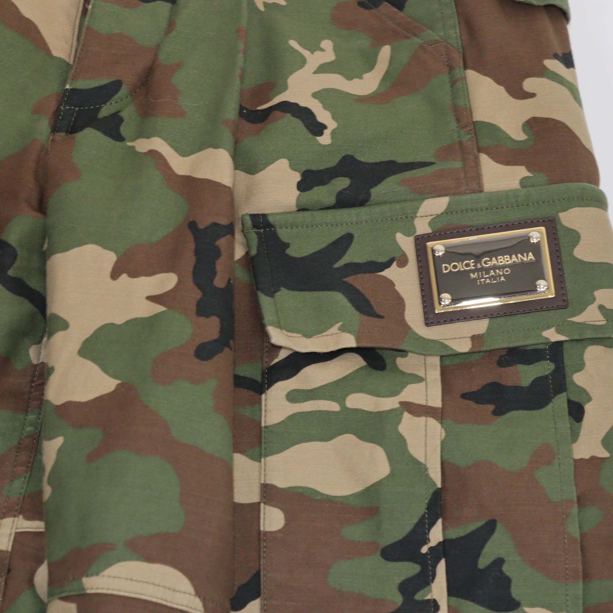 Dolce & Gabbana Green Cotton Camouflage Cargo Pants