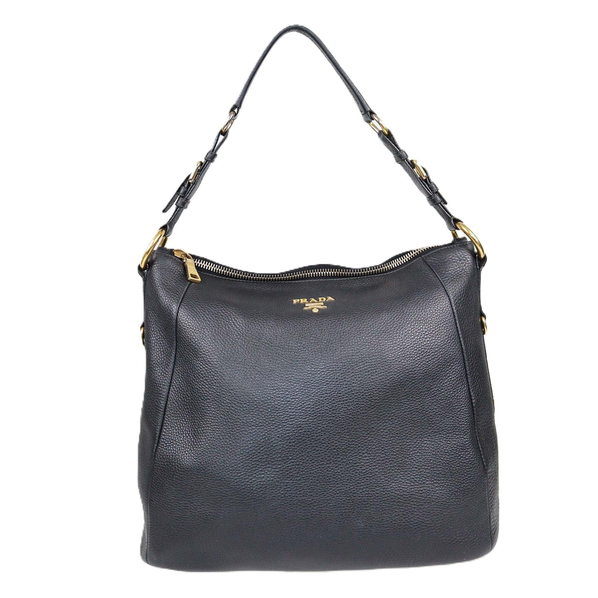 Prada Black Vitello Daino Hobo Womens Prada 