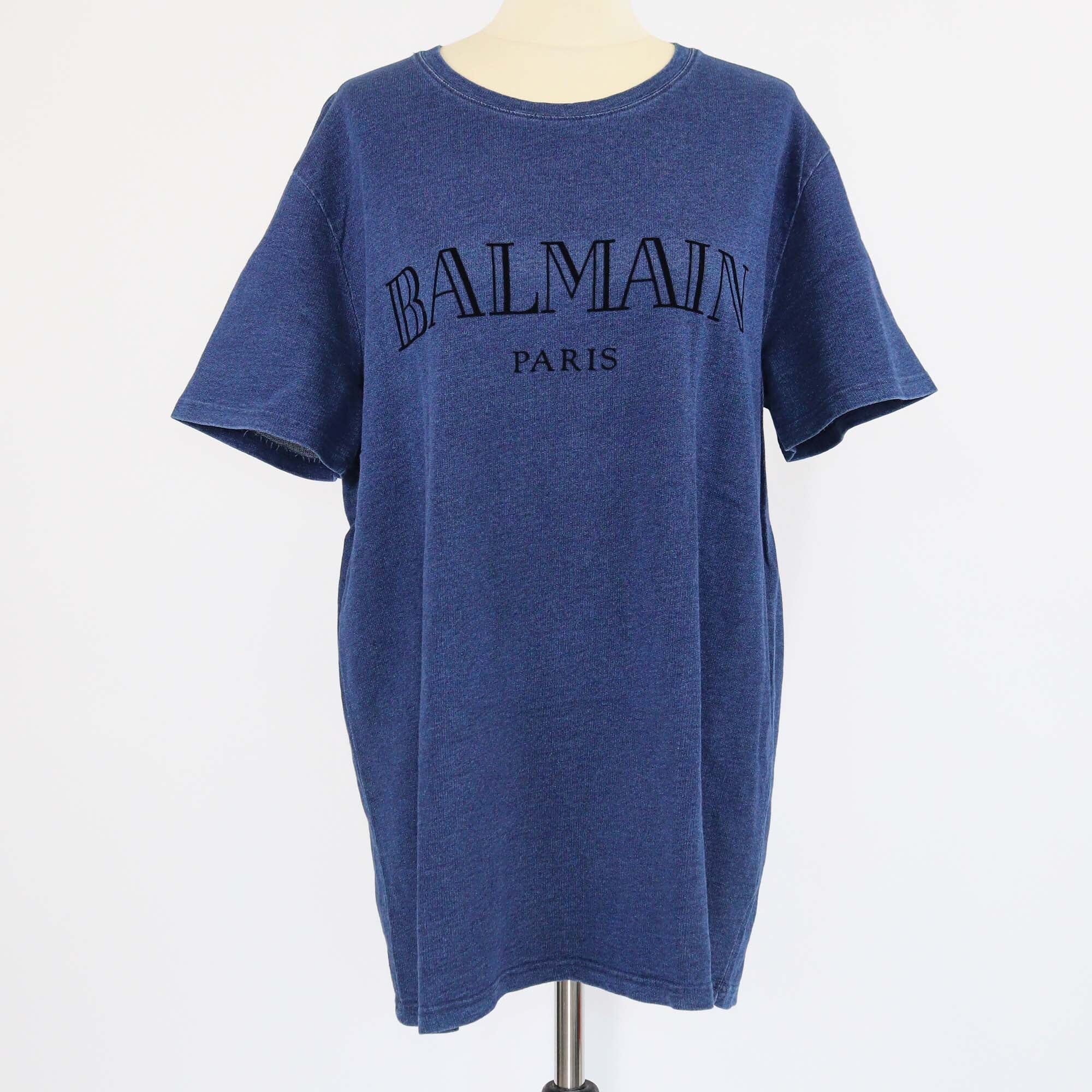 Balmain Navy Blue Denim T-Shirt Womens Balmain 