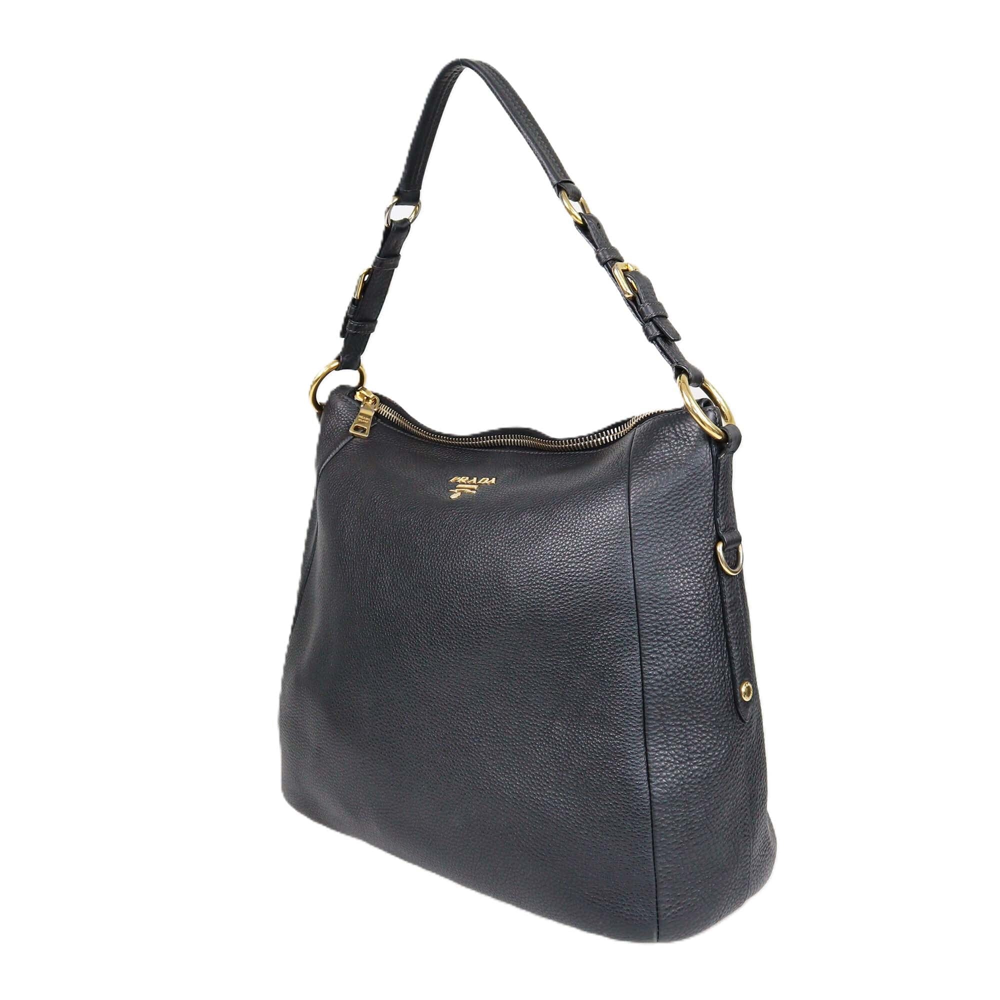 Prada Black Vitello Daino Hobo Womens Prada 