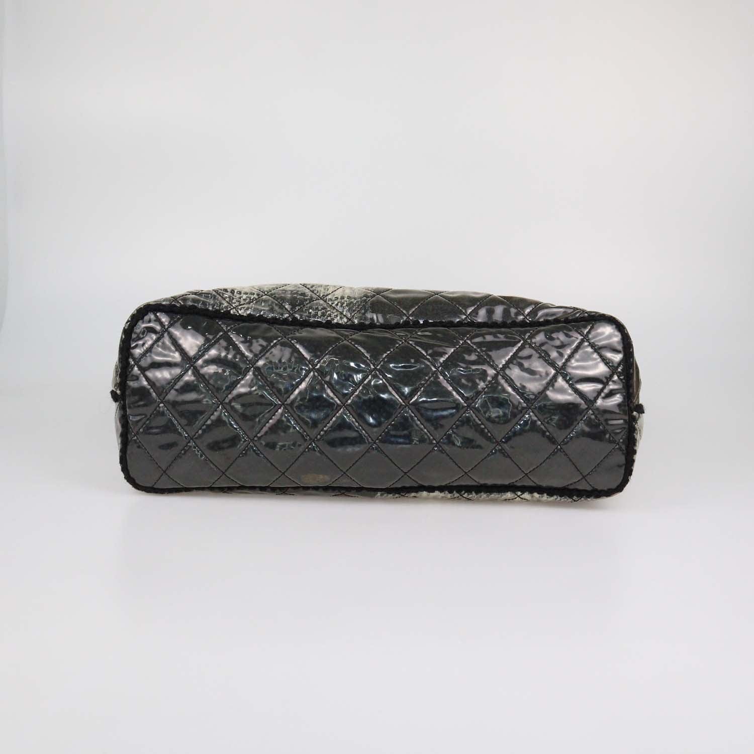 Chanel Grey Quilted Vinyl and Tweed Funny Patchwork Tote