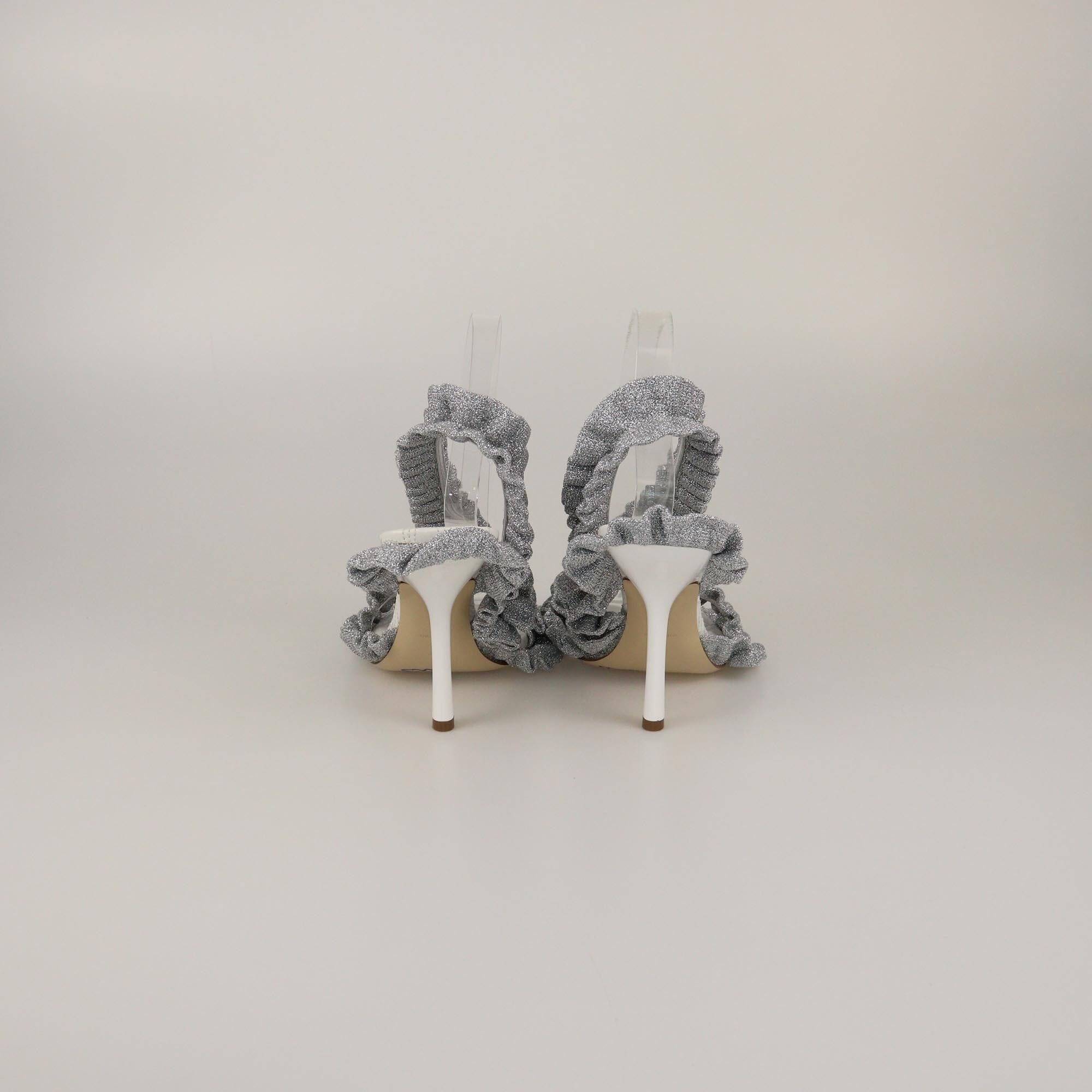 Burberry Silver Ruff Slingback Sandals Womens Burberry 