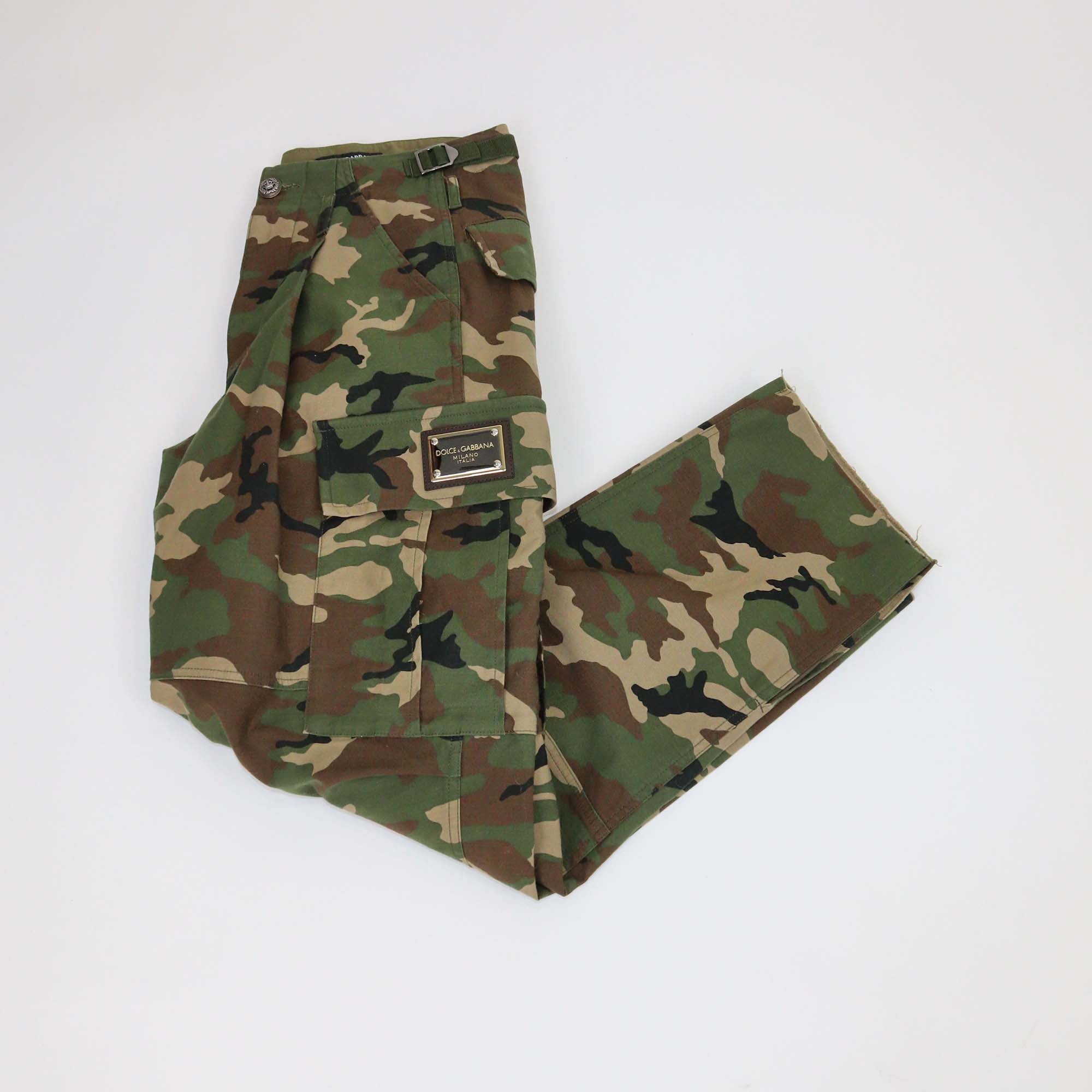 Dolce & Gabbana Green Cotton Camouflage Cargo Pants
