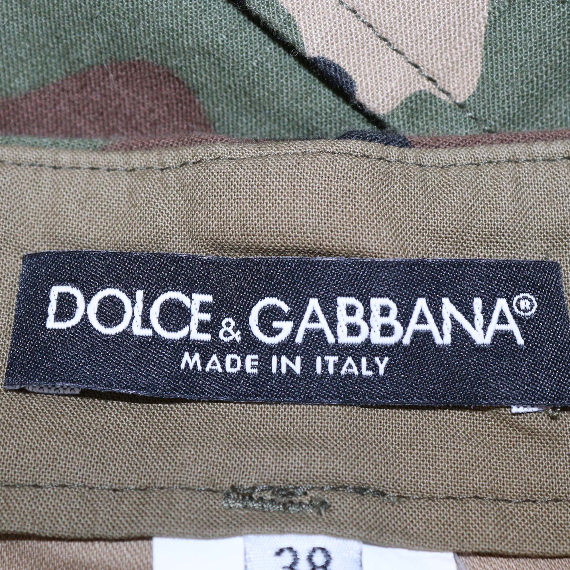 Dolce & Gabbana Green Cotton Camouflage Cargo Pants