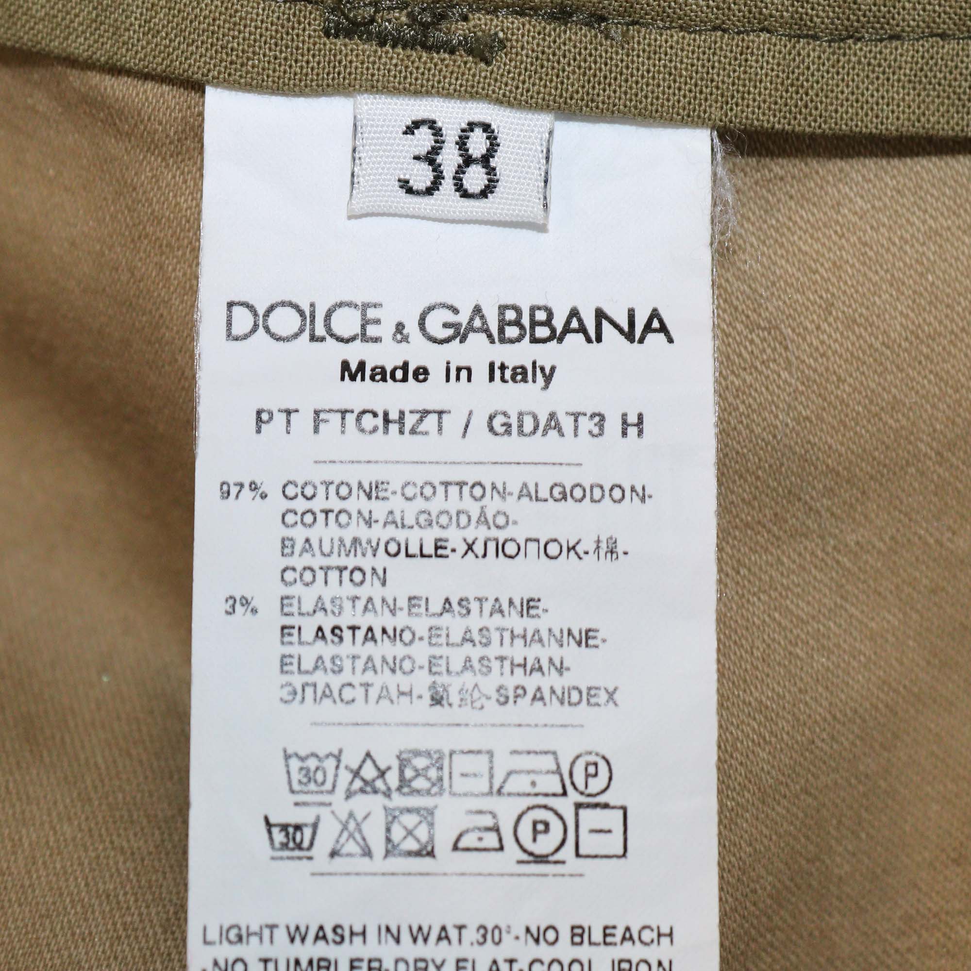 Dolce & Gabbana Green Cotton Camouflage Cargo Pants