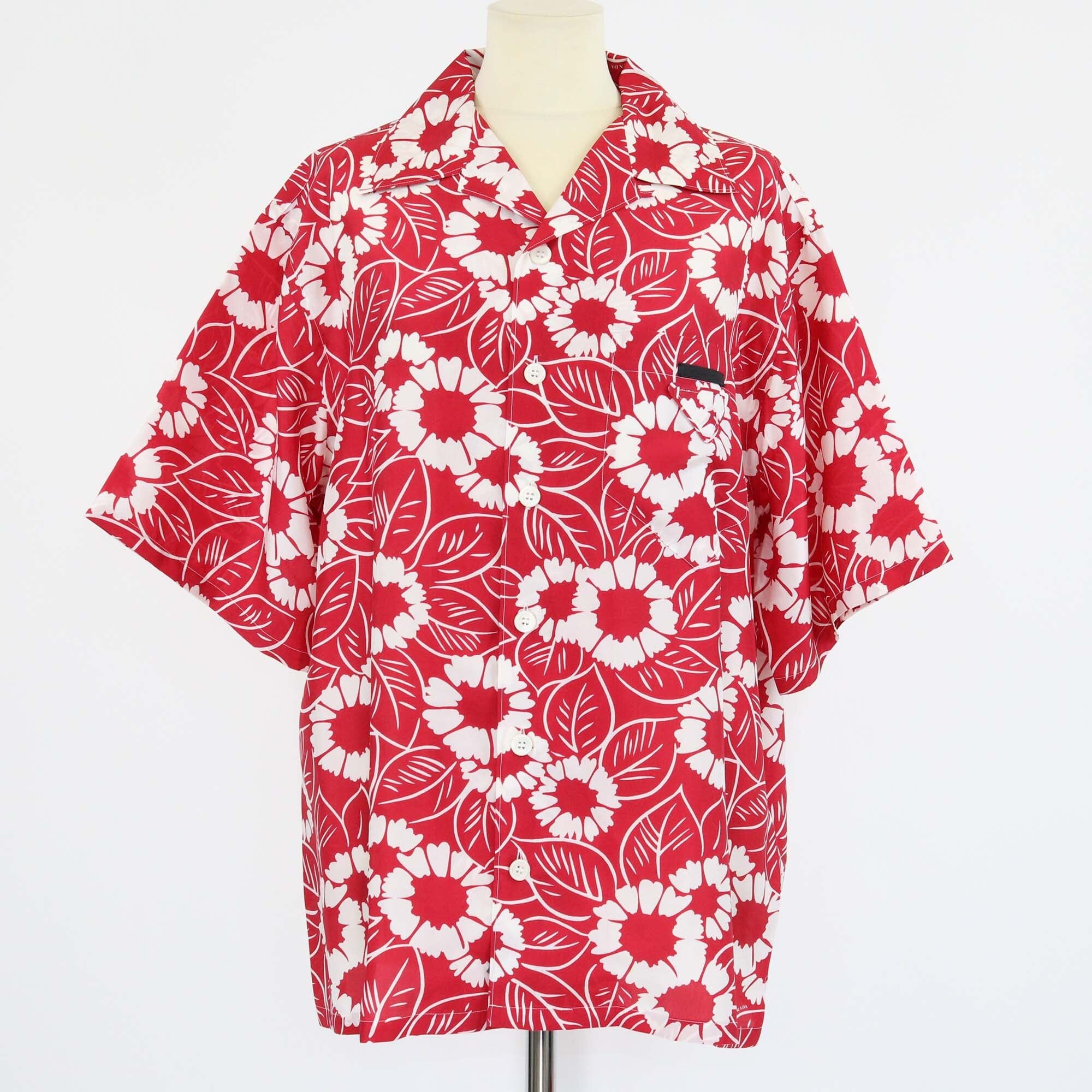Prada Red/White Floral Print Short Sleeve Button Shirt Mens Prada 
