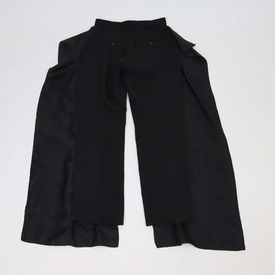 Burberry Black Wool Draped Sheer Side Straight Leg Pants