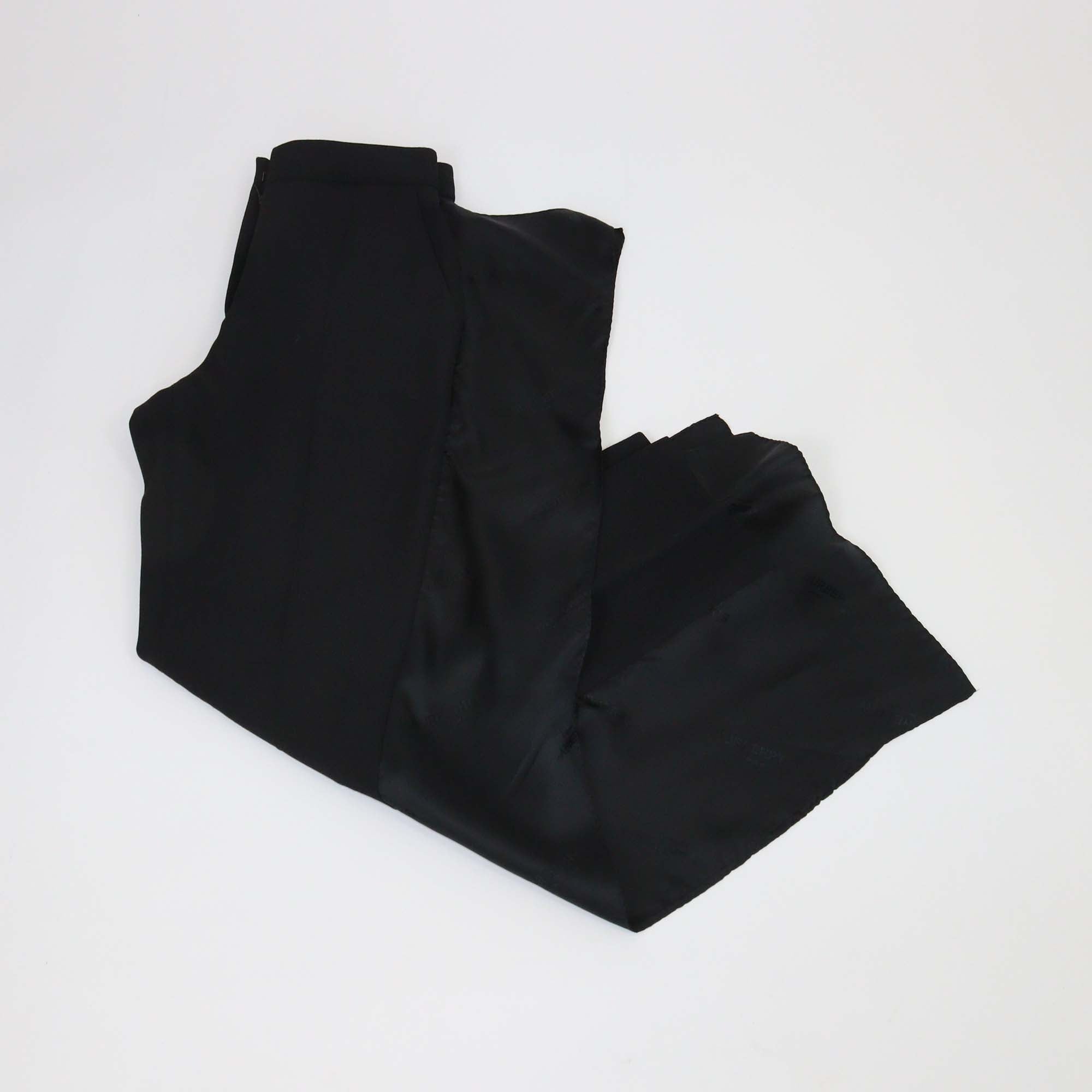 Burberry Black Wool Draped Sheer Side Straight Leg Pants