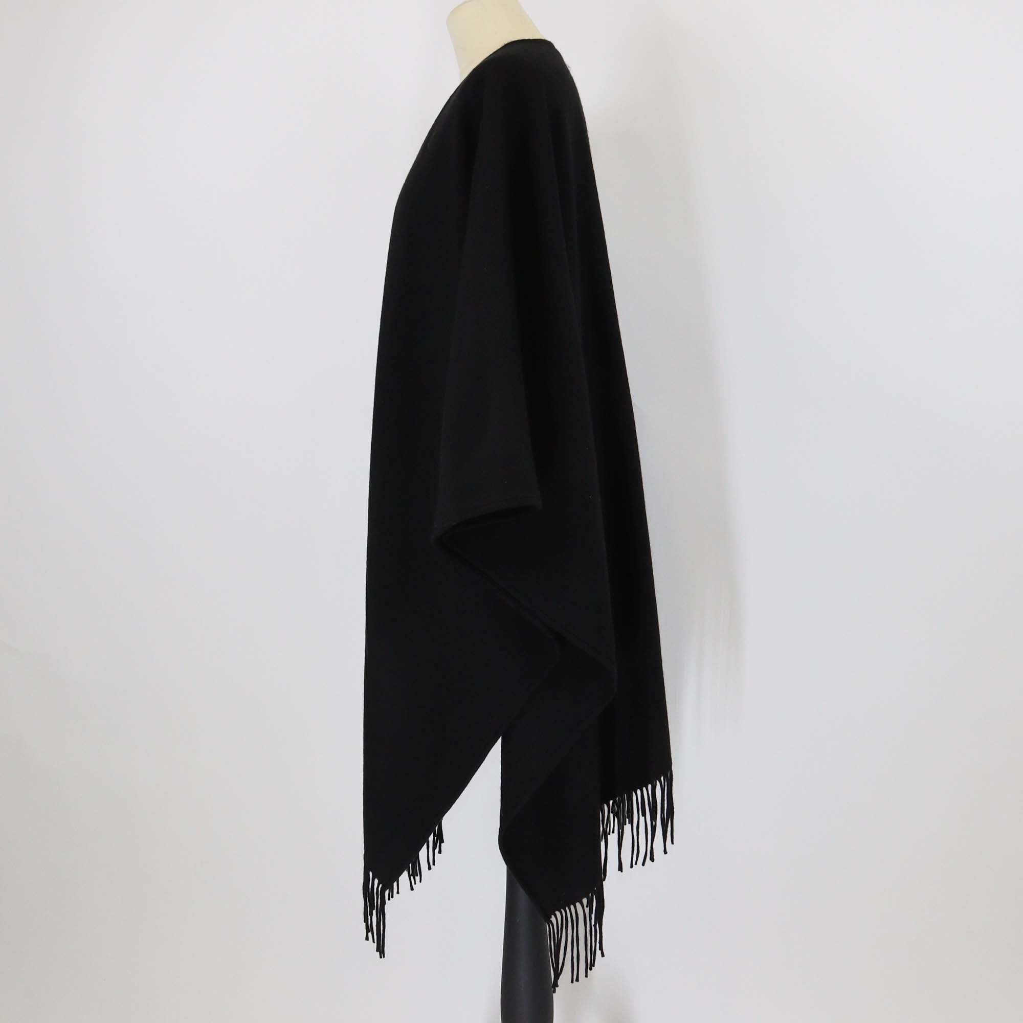 Christian Dior Black Cashmere Pearl Embellished Poncho Cape