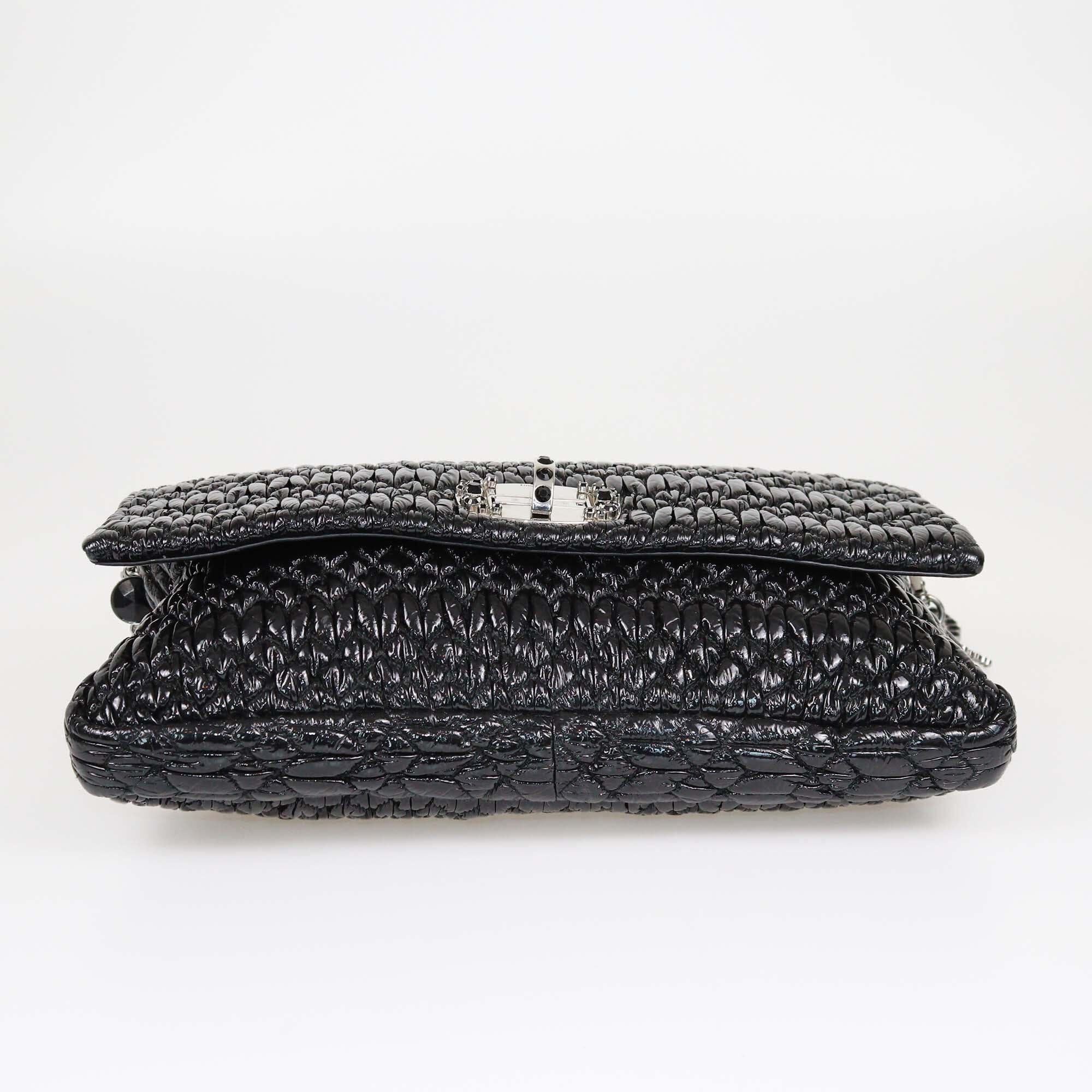 Miu Miu Black Matelasse Crystal Shoulder Bag Womens Miu Miu 