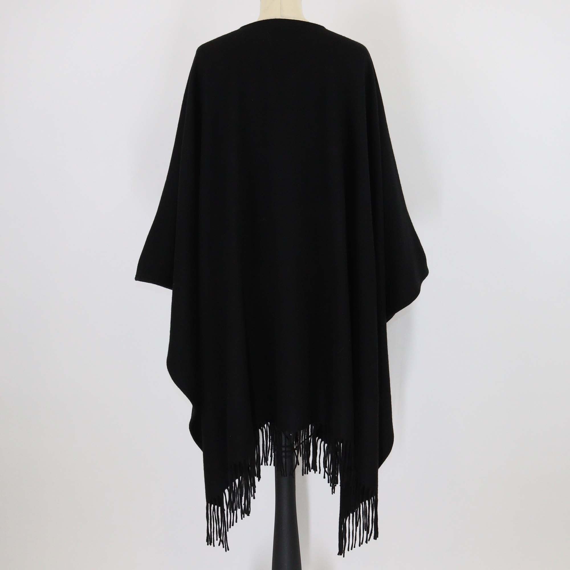 Christian Dior Black Cashmere Pearl Embellished Poncho Cape