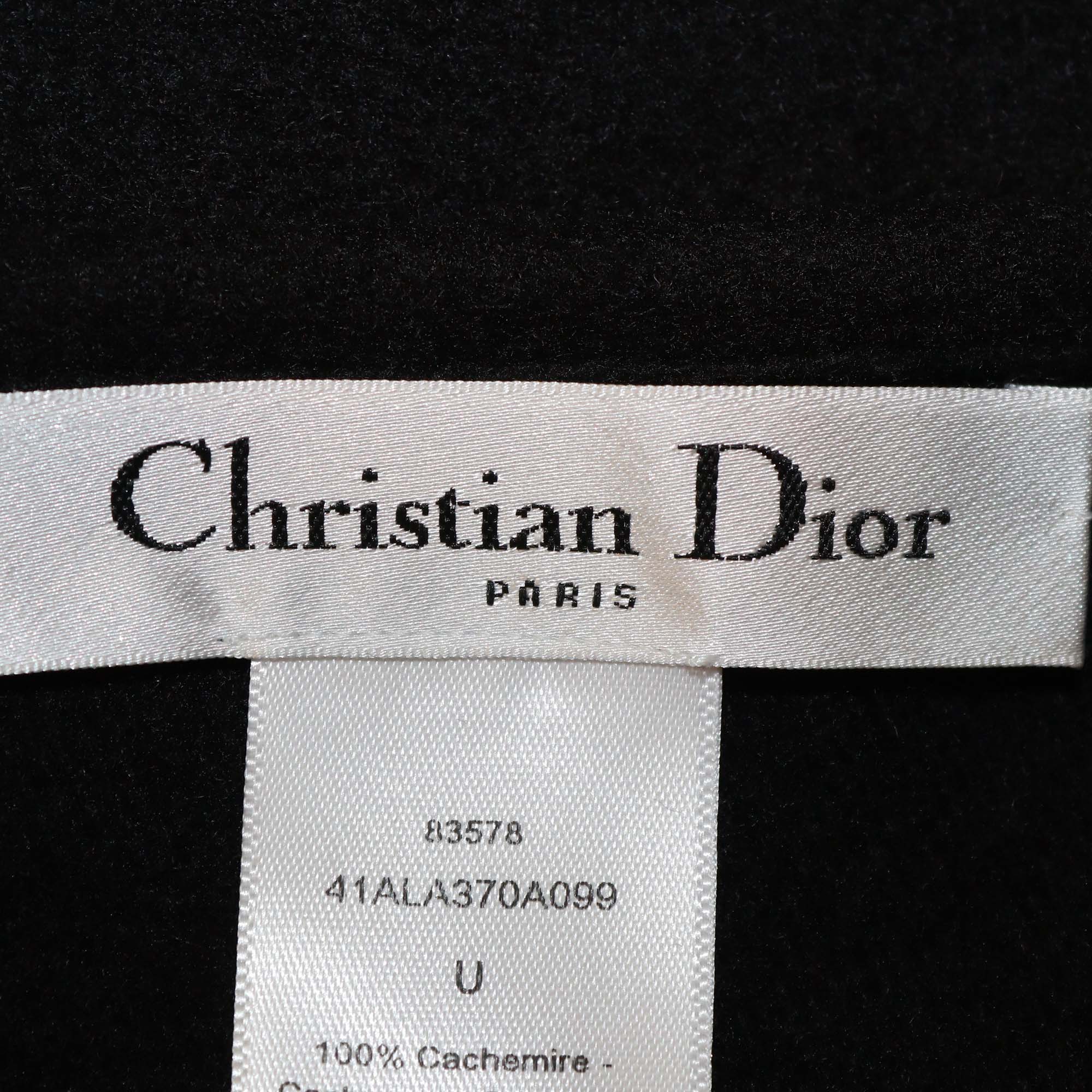 Christian Dior Black Cashmere Pearl Embellished Poncho Cape