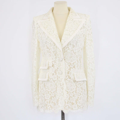 Dolce & Gabbana Off White Lace Single Breasted Blazer Womens Dolce & Gabbana 
