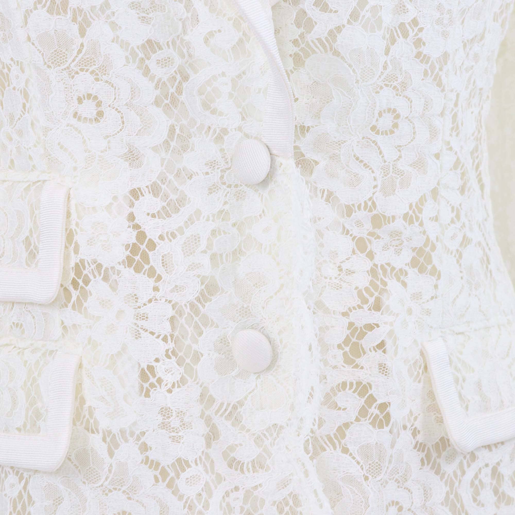 Dolce & Gabbana Off White Lace Single Breasted Blazer Womens Dolce & Gabbana 