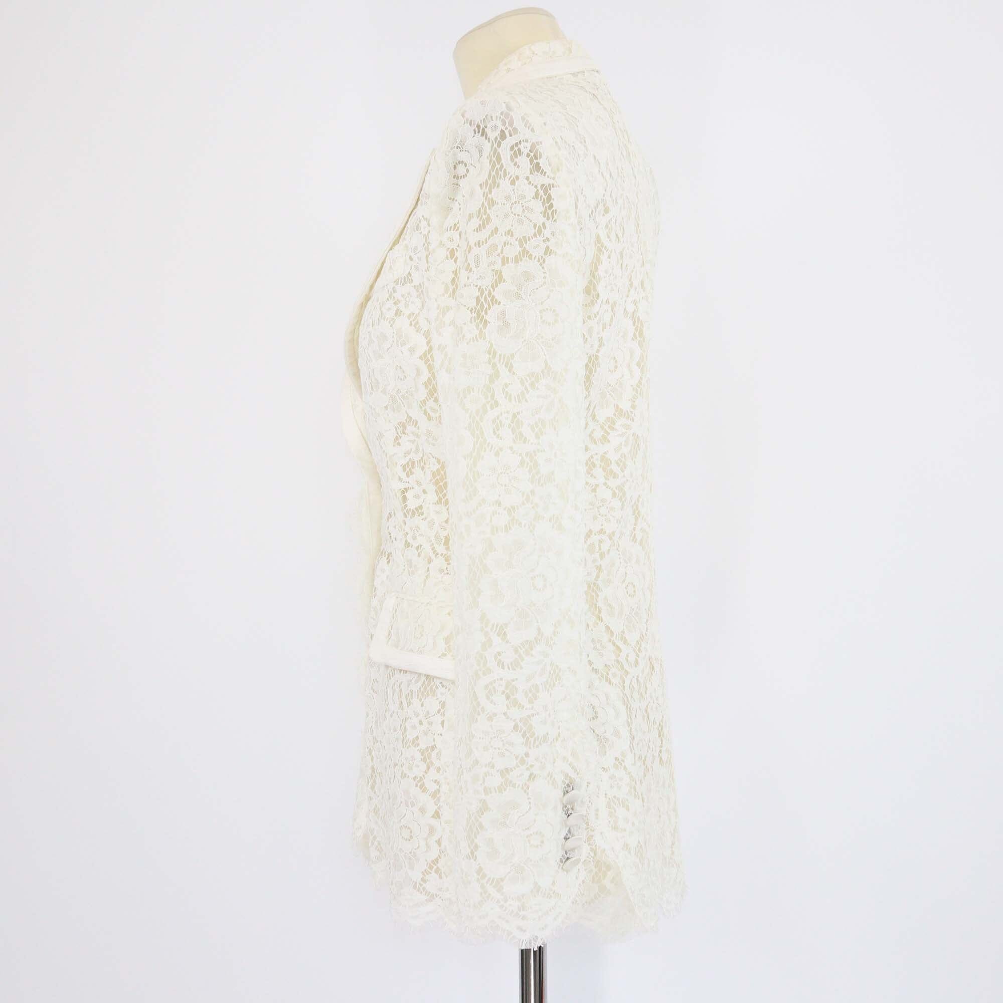 Dolce & Gabbana Off White Lace Single Breasted Blazer Womens Dolce & Gabbana 