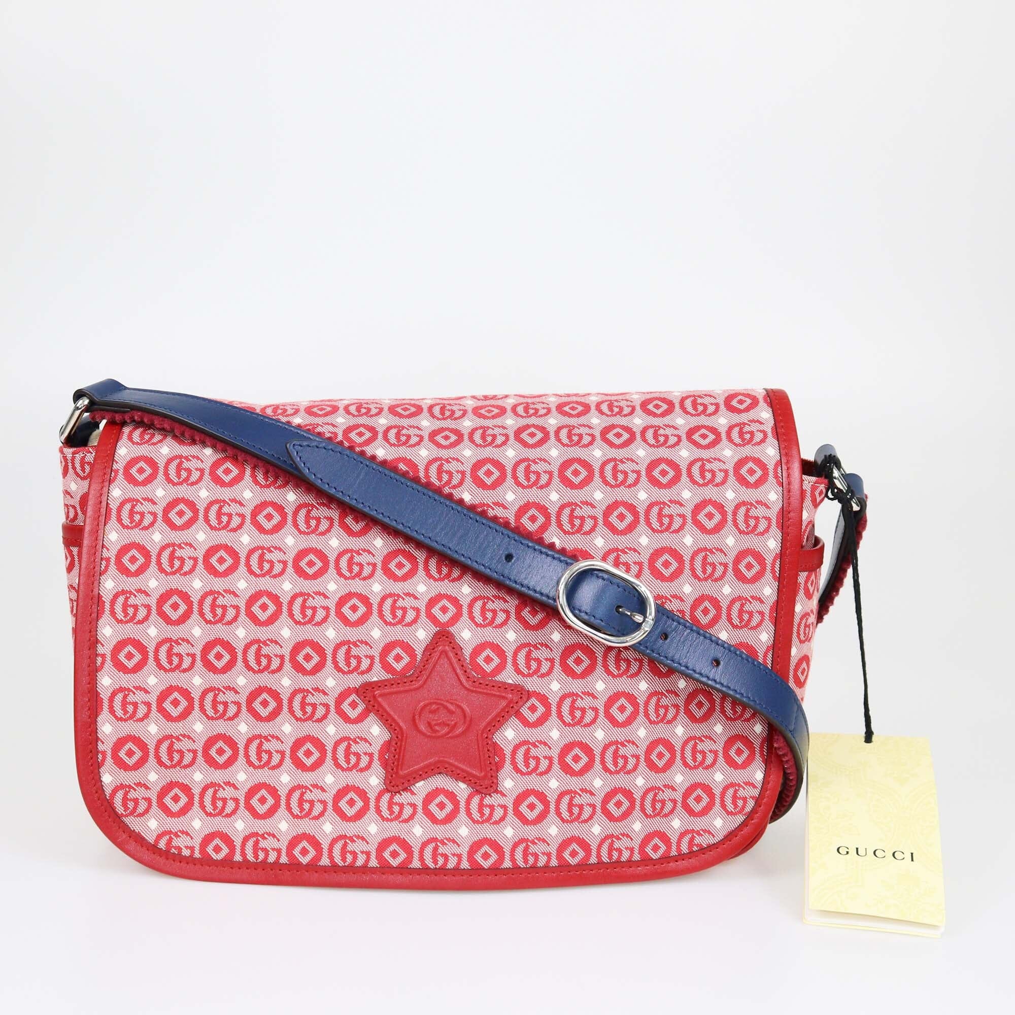 Gucci Red Monogram Kid's Messenger Bag Womens Gucci 