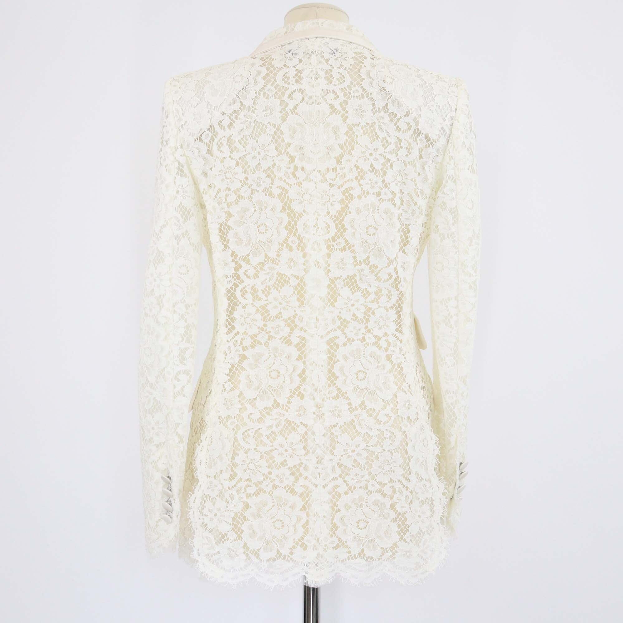 Dolce & Gabbana Off White Lace Single Breasted Blazer Womens Dolce & Gabbana 
