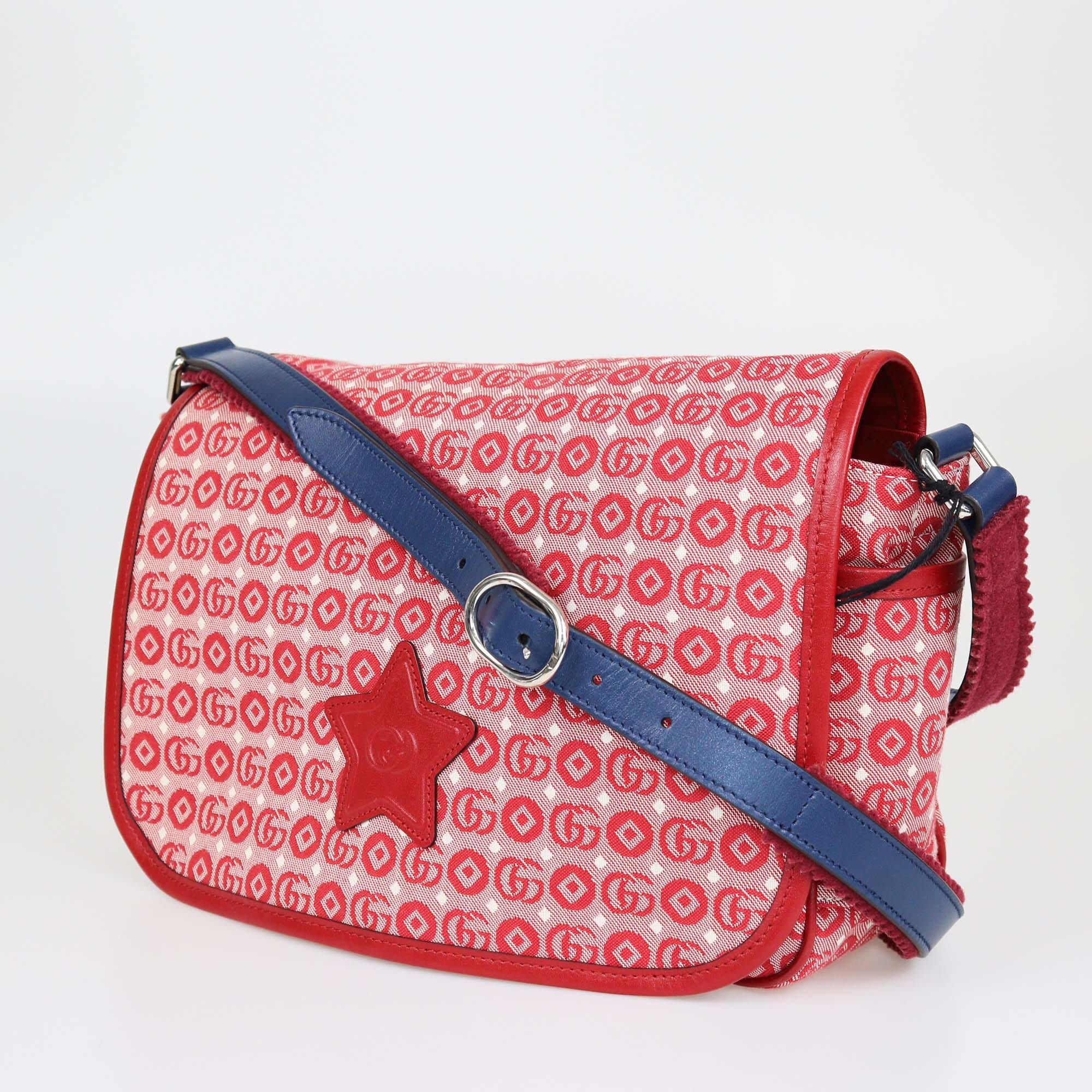 Gucci Red Monogram Kid's Messenger Bag Womens Gucci 