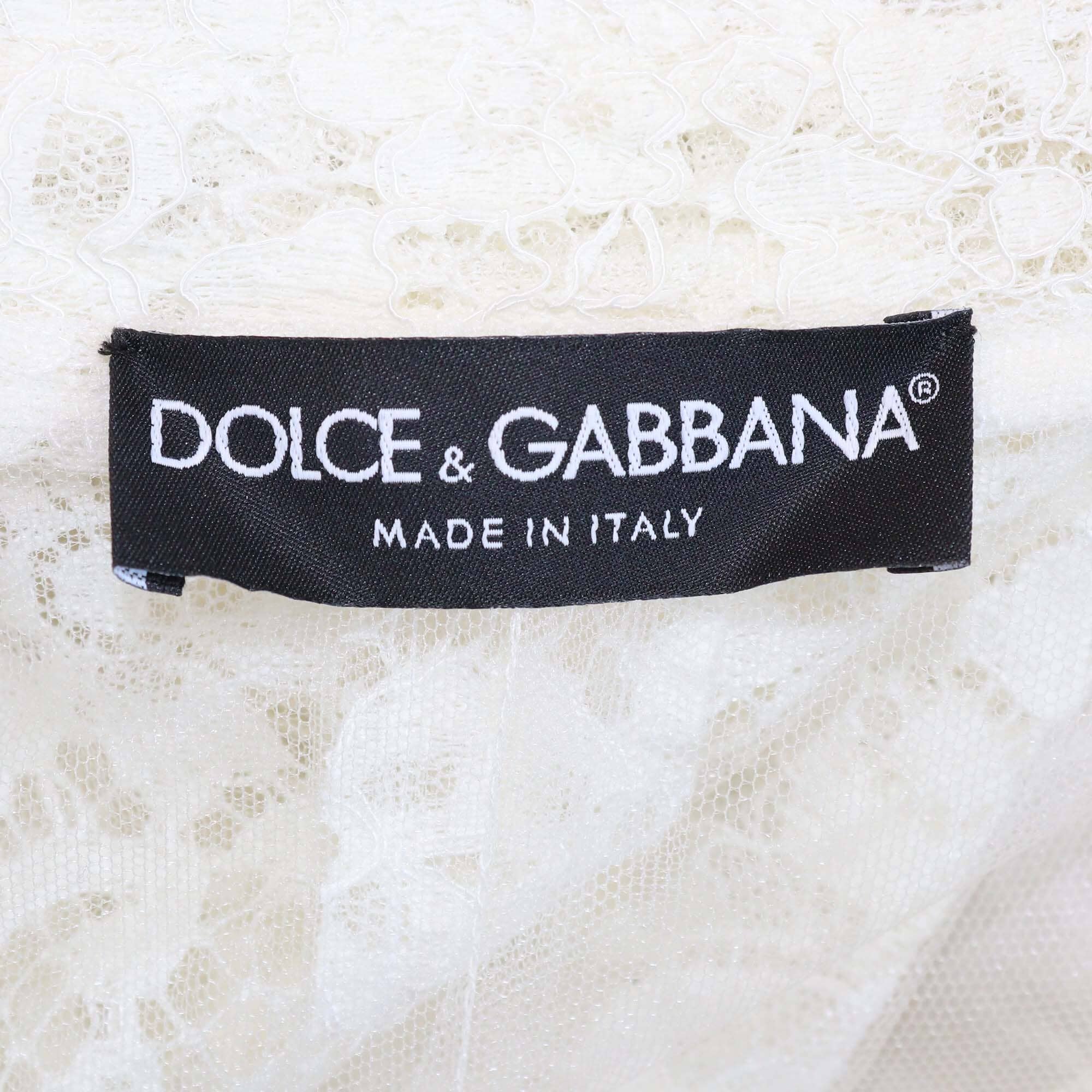 Dolce & Gabbana Off White Lace Single Breasted Blazer Womens Dolce & Gabbana 