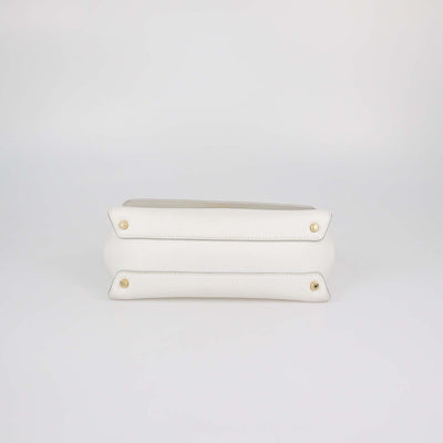 Dolce & Gabbana White Leather Medium Soft Sicily Top Handle Bag